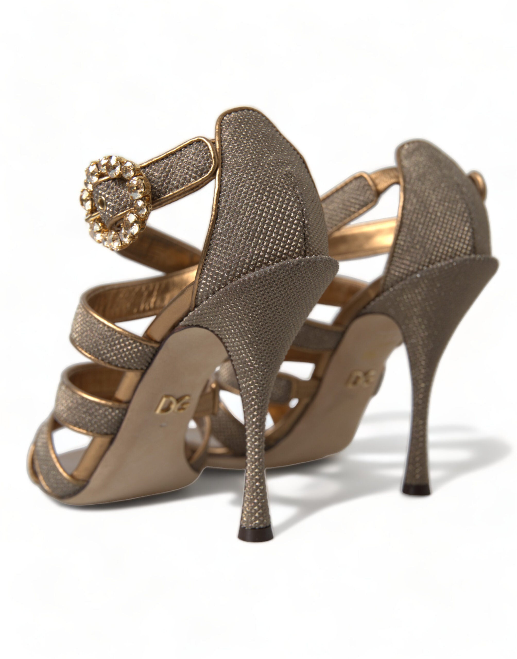Dolce & Gabbana Bronze Crystal Strap Heels Sandals Shoes - DEA STILOSA MILANO