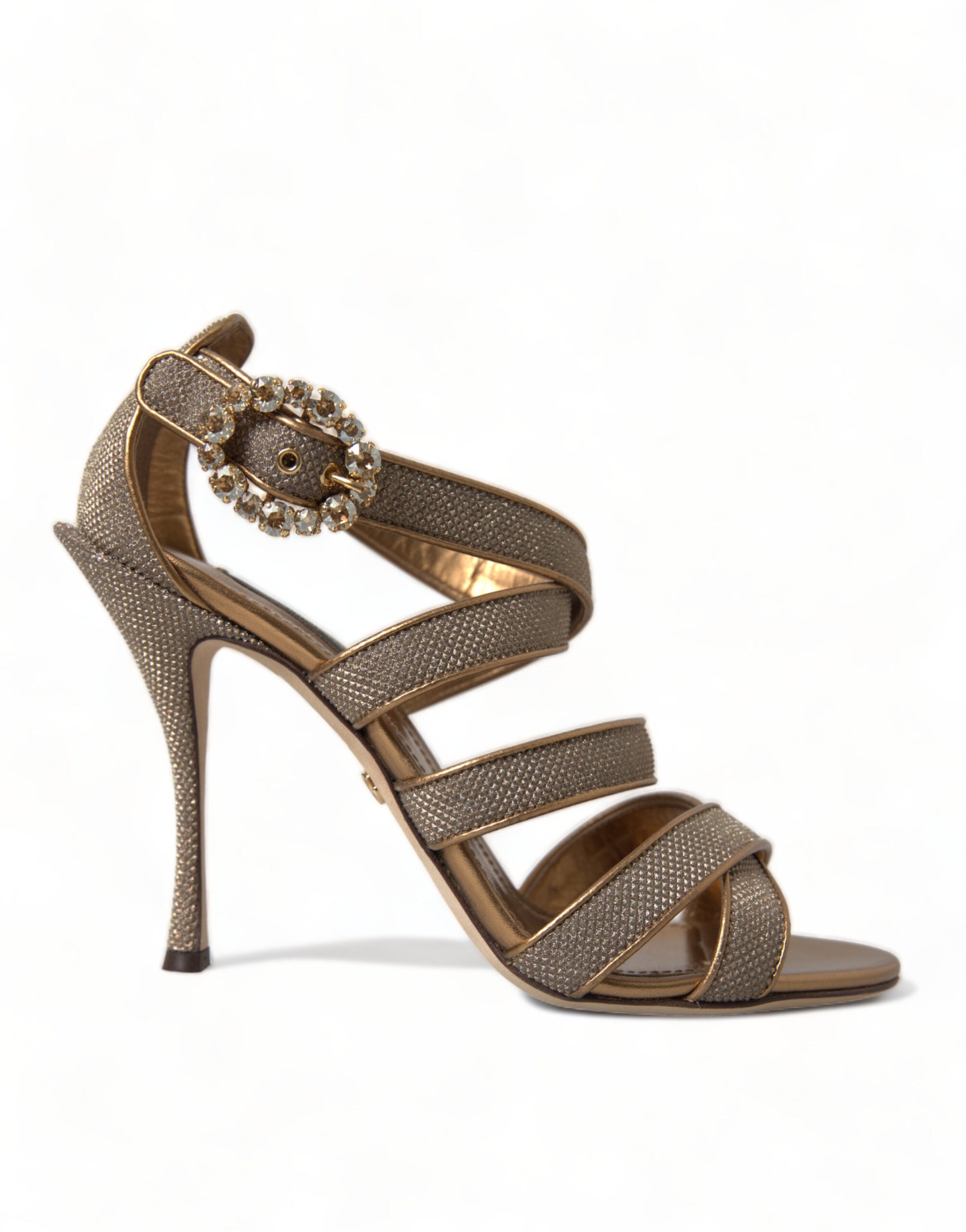 Dolce & Gabbana Bronze Crystal Strap Heels Sandals Shoes - DEA STILOSA MILANO