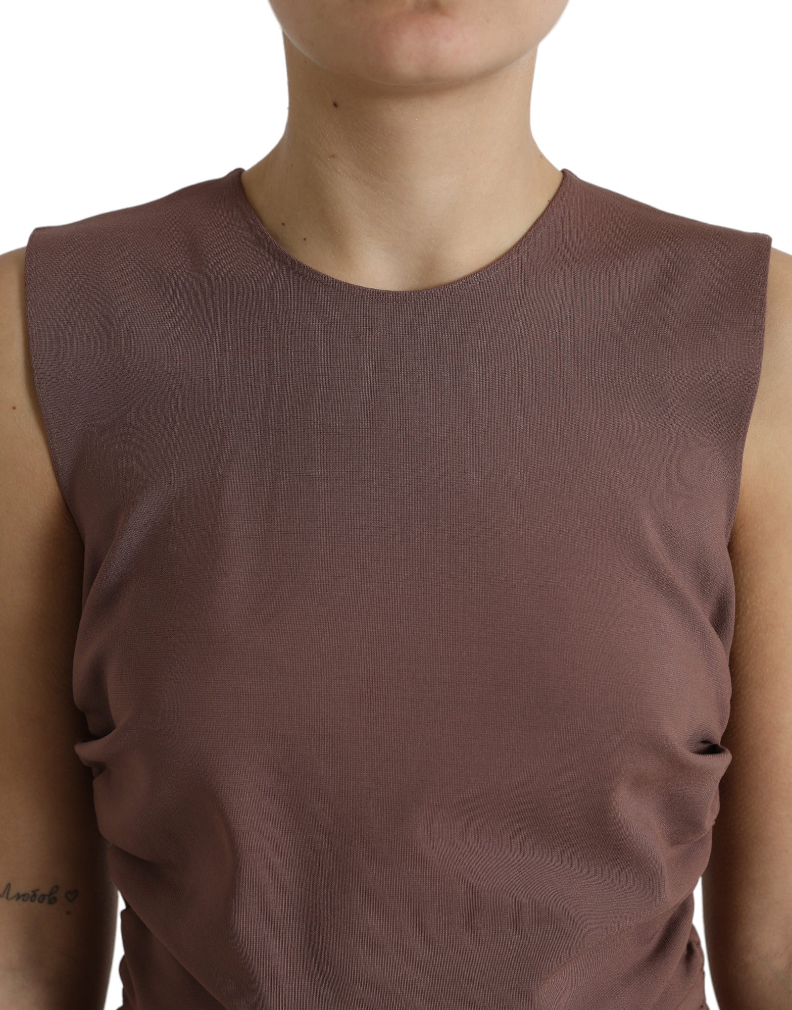 Dolce & Gabbana Brown Viscose Sheath Sleeveless Bodycon Midi Dress - DEA STILOSA MILANO