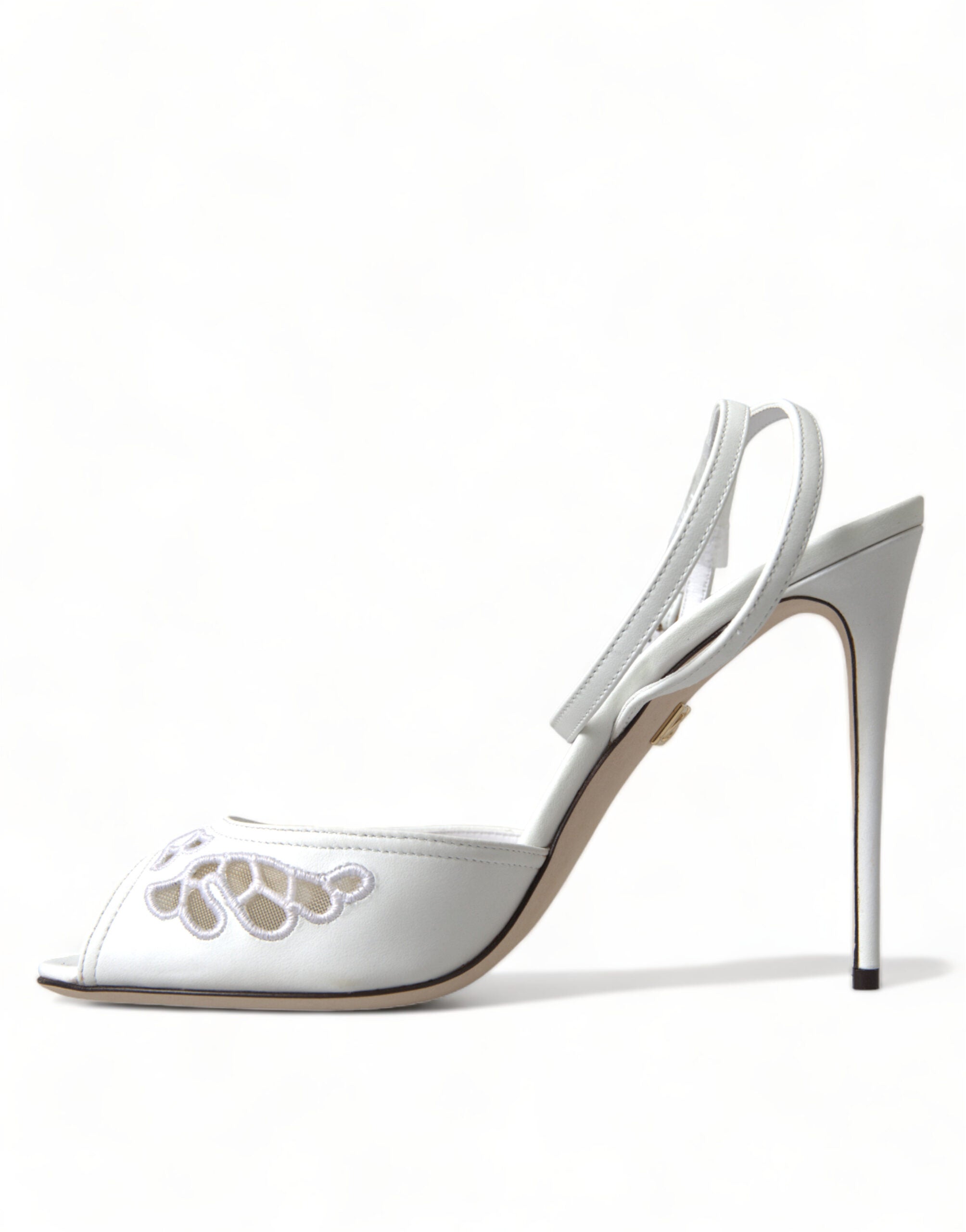 Dolce & Gabbana White Embroidered Ankle Strap Sandals Shoes - DEA STILOSA MILANO