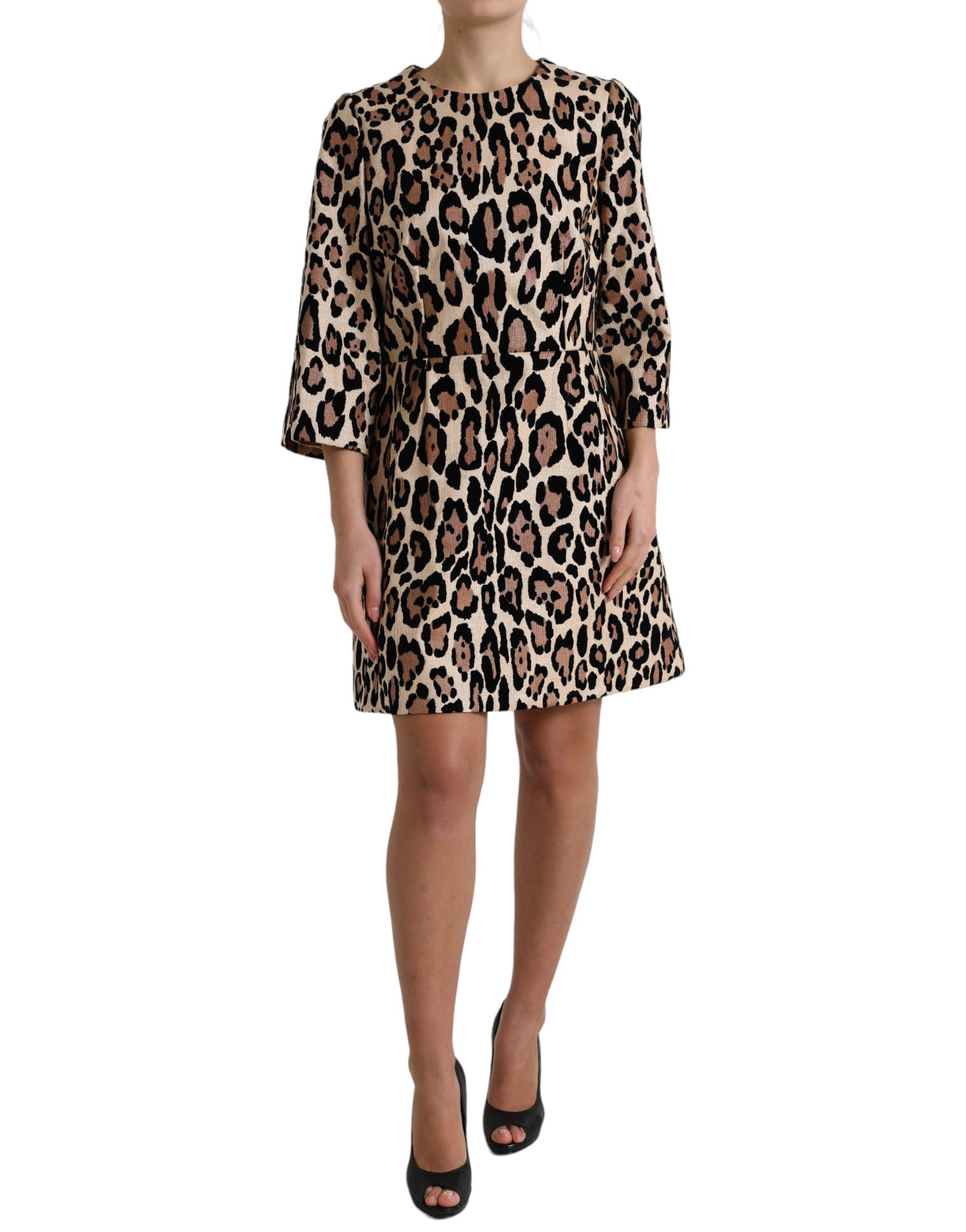 Dolce & Gabbana Brown Leopard Print Nylon Aline Mini Dress - DEA STILOSA MILANO