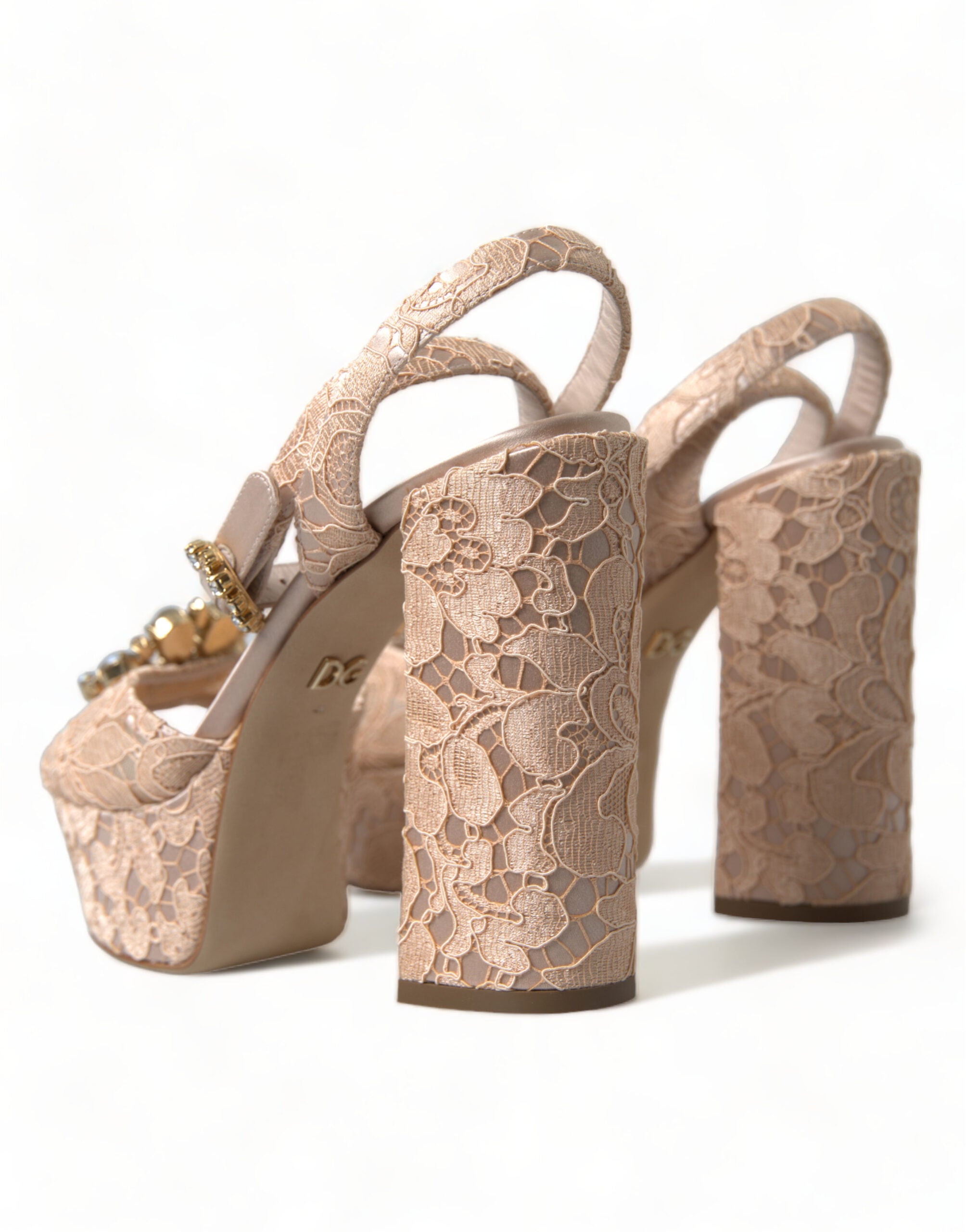 Dolce & Gabbana Pink Lace Taormina Platform Sandals Shoes - DEA STILOSA MILANO