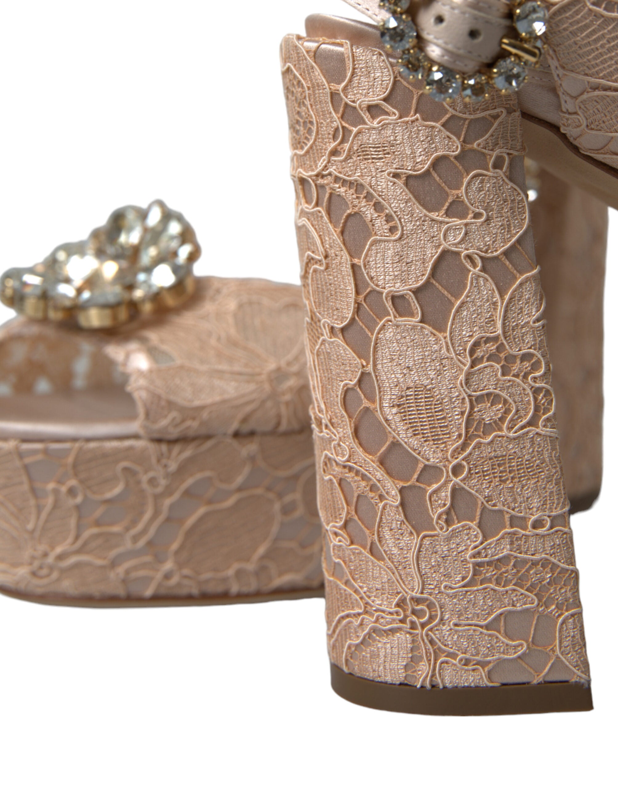Dolce & Gabbana Pink Lace Taormina Platform Sandals Shoes - DEA STILOSA MILANO