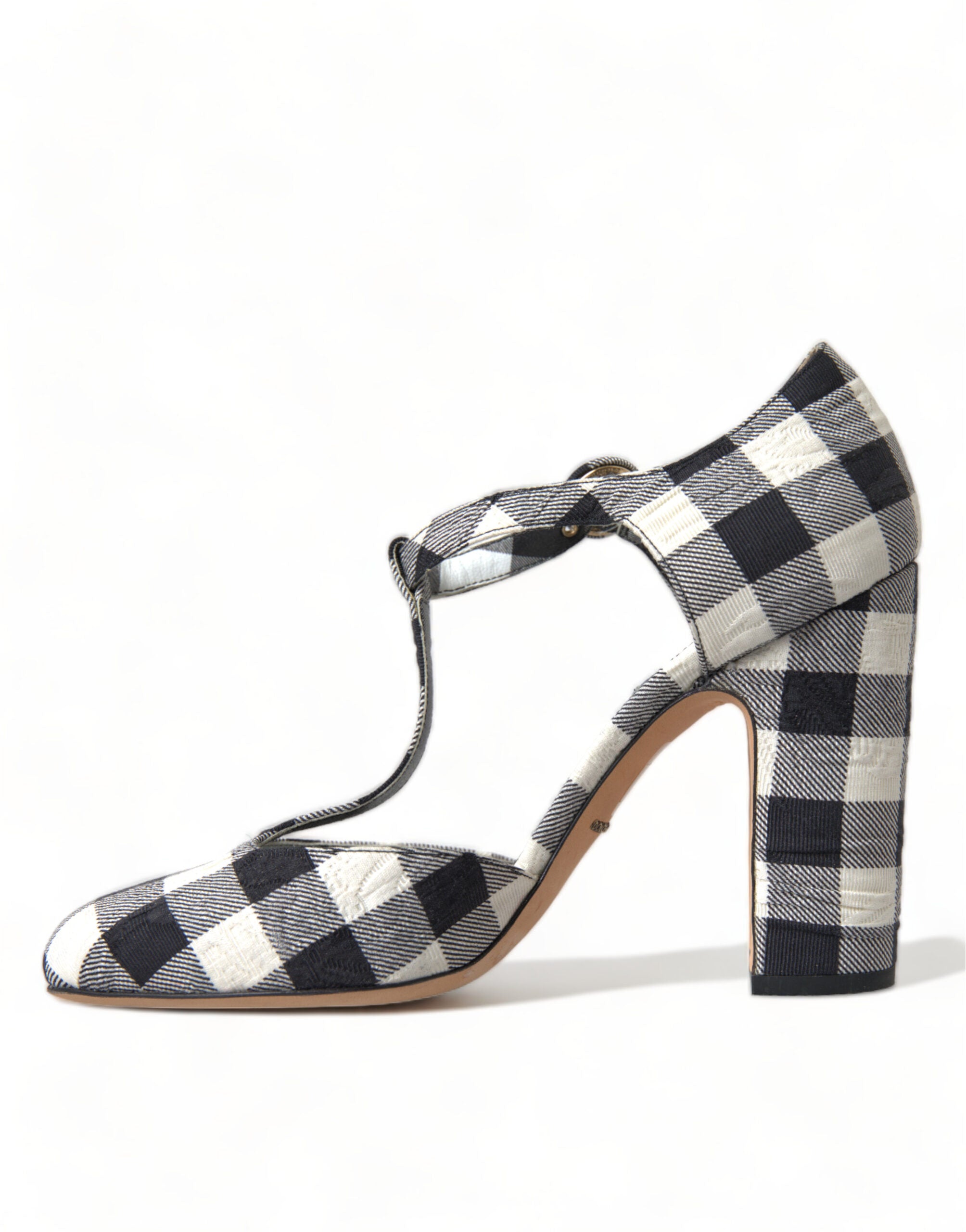 Dolce & Gabbana Black White Gingham Brocade Mary Janes Shoes - DEA STILOSA MILANO