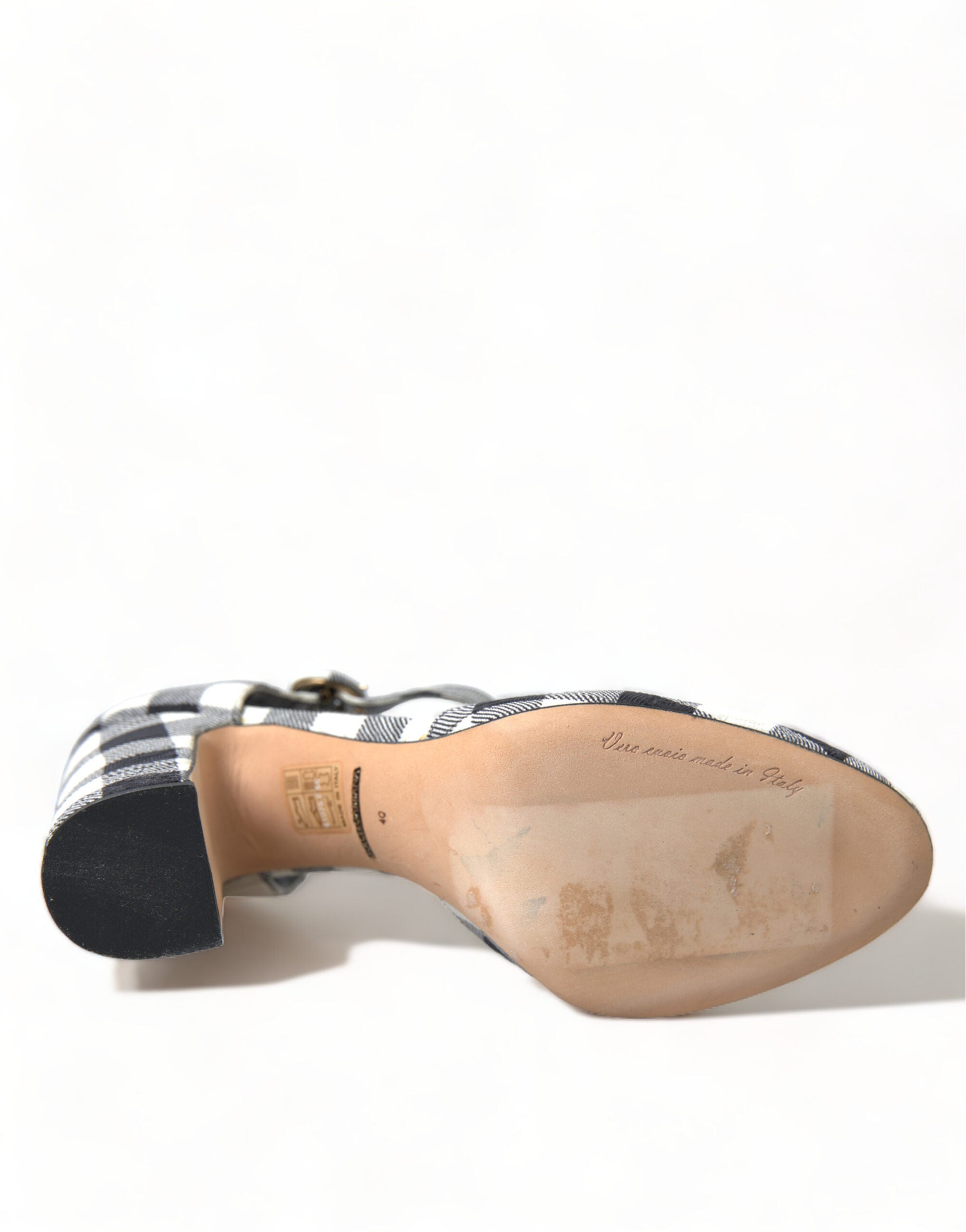 Dolce & Gabbana Black White Gingham Brocade Mary Janes Shoes - DEA STILOSA MILANO