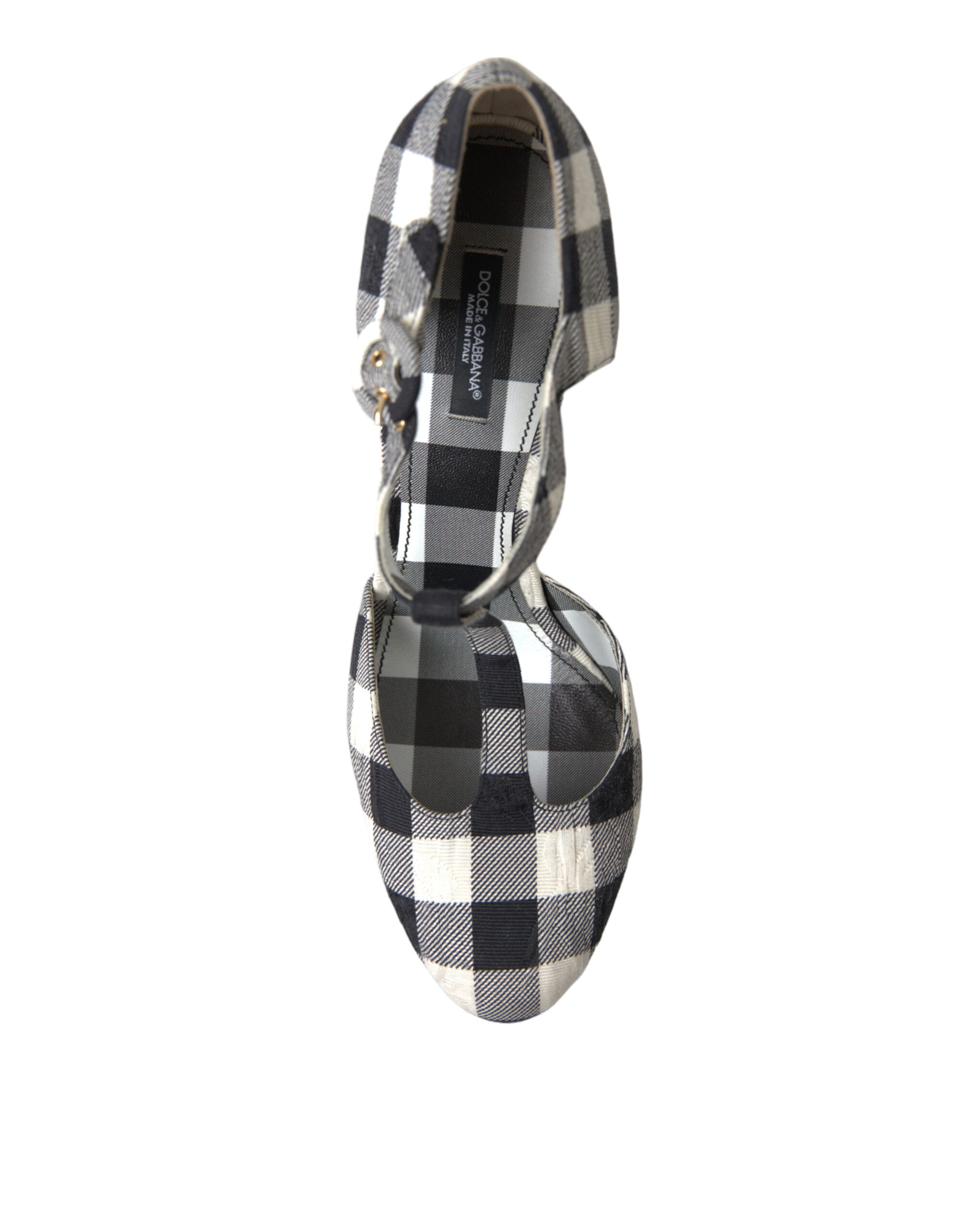 Dolce & Gabbana Black White Gingham Brocade Mary Janes Shoes - DEA STILOSA MILANO