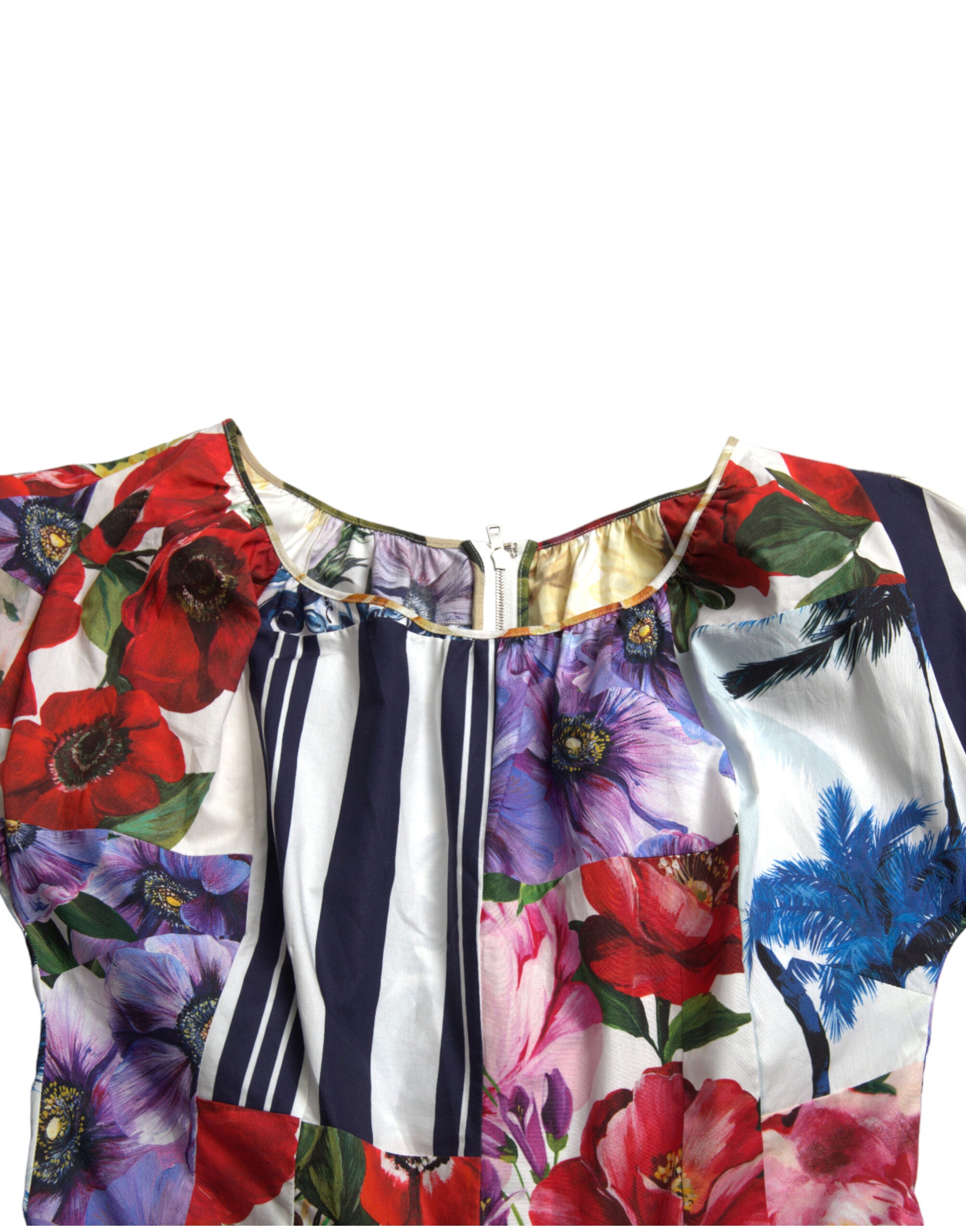 Dolce & Gabbana Multicolor Striped Floral Print Mini Dress - DEA STILOSA MILANO