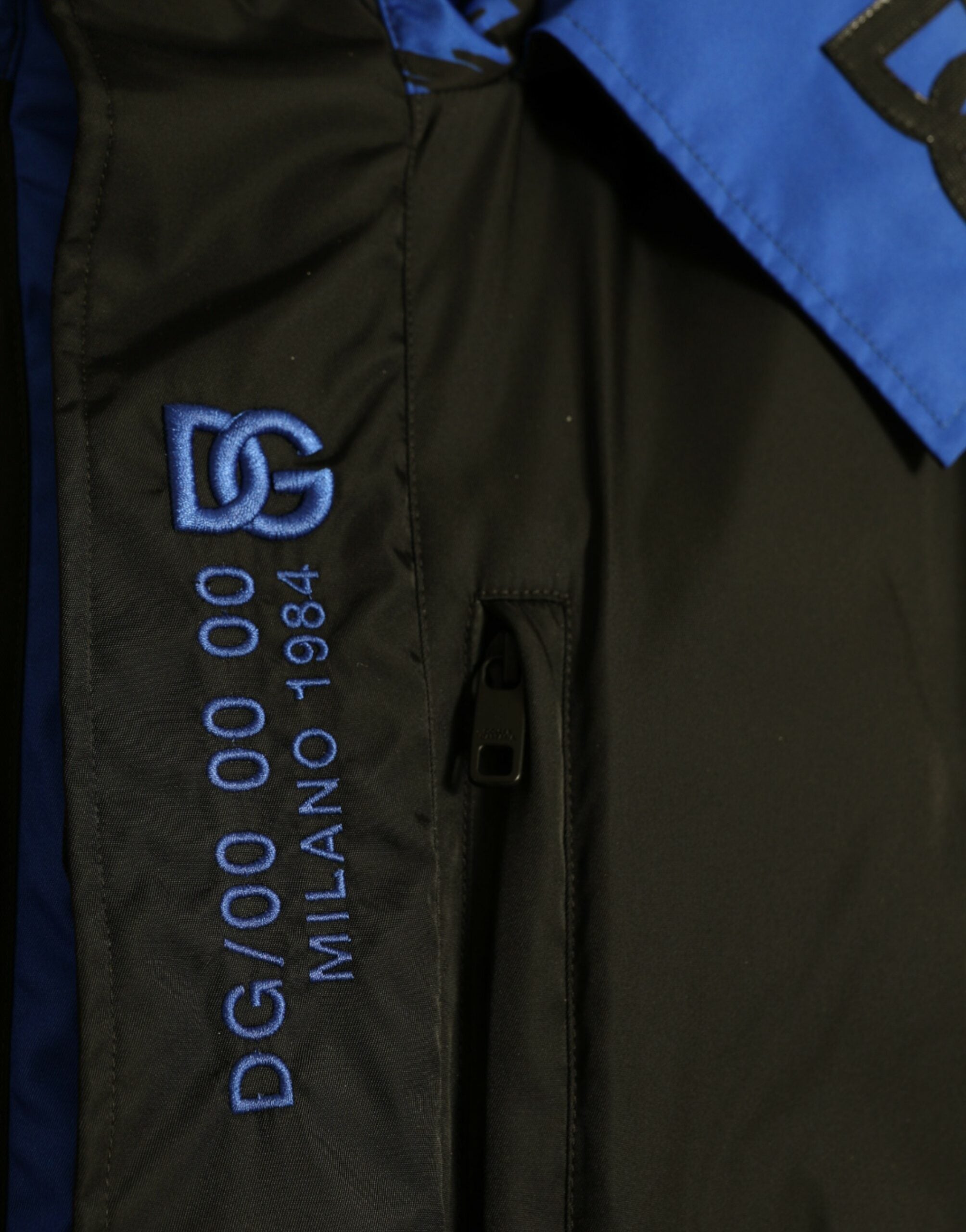 Dolce & Gabbana Black Blue Hooded Windbreaker Coat Jacket - DEA STILOSA MILANO