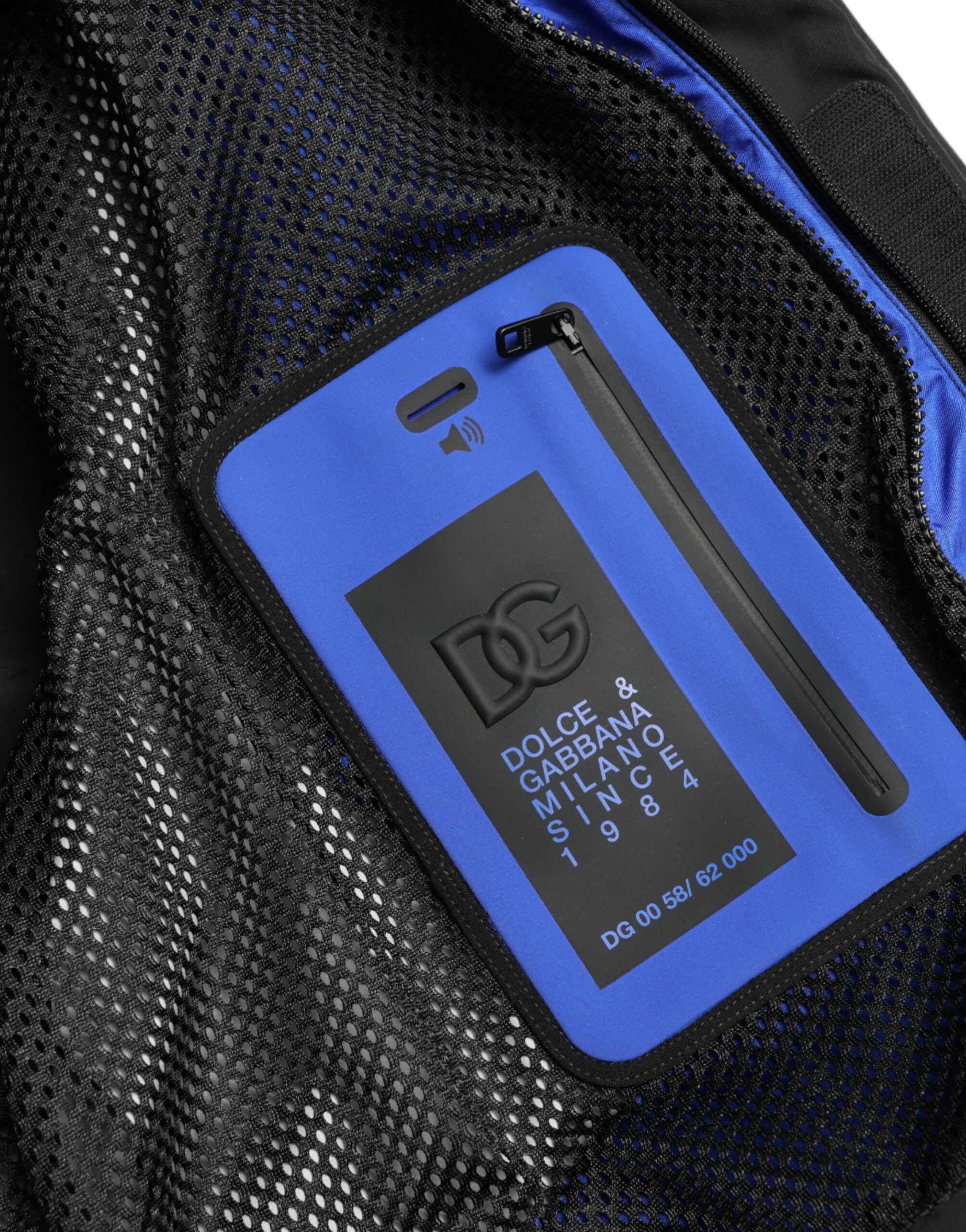 Dolce & Gabbana Black Blue Hooded Windbreaker Coat Jacket - DEA STILOSA MILANO