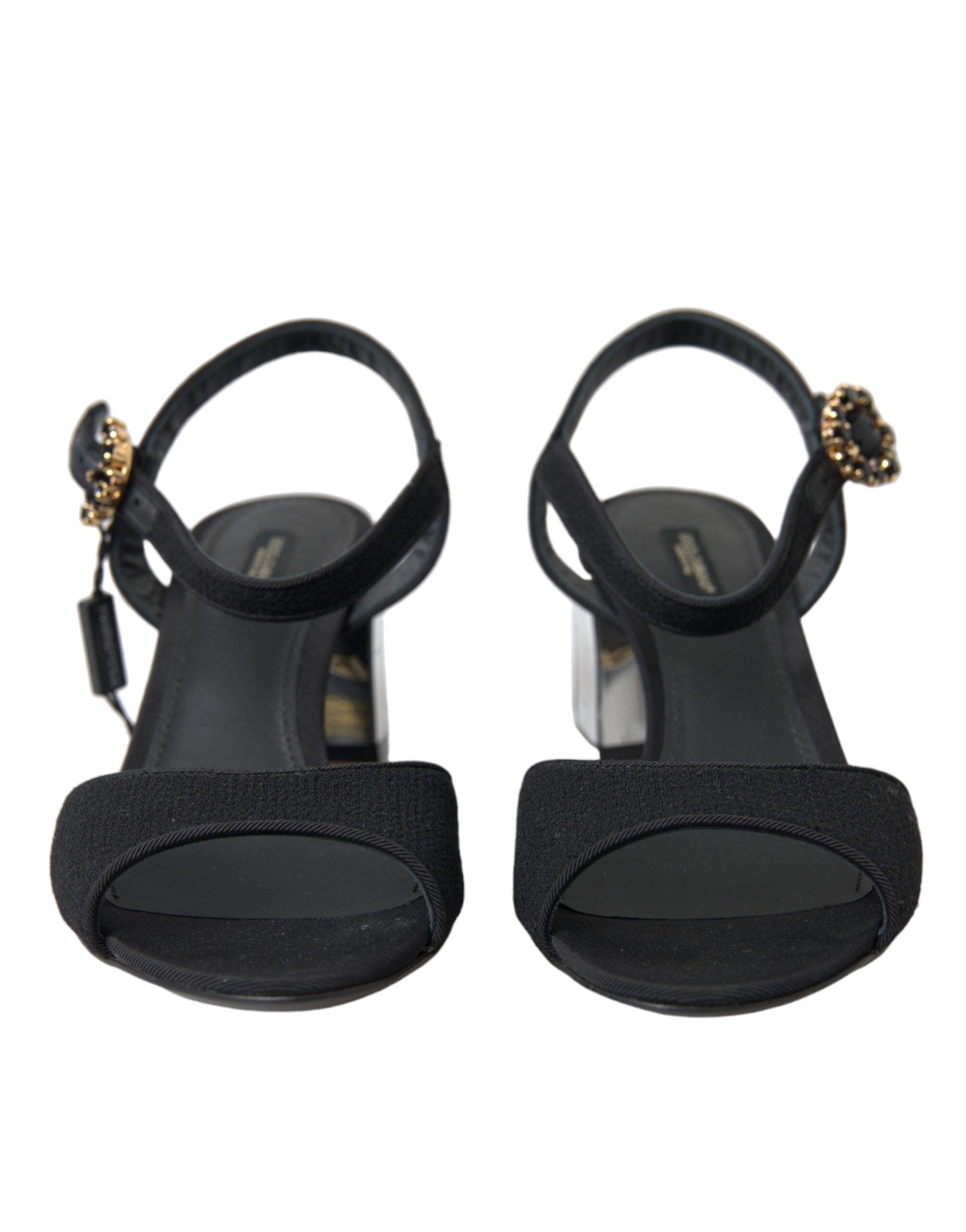Dolce & Gabbana Black Crystals Ankle Strap Sandals Shoes - DEA STILOSA MILANO