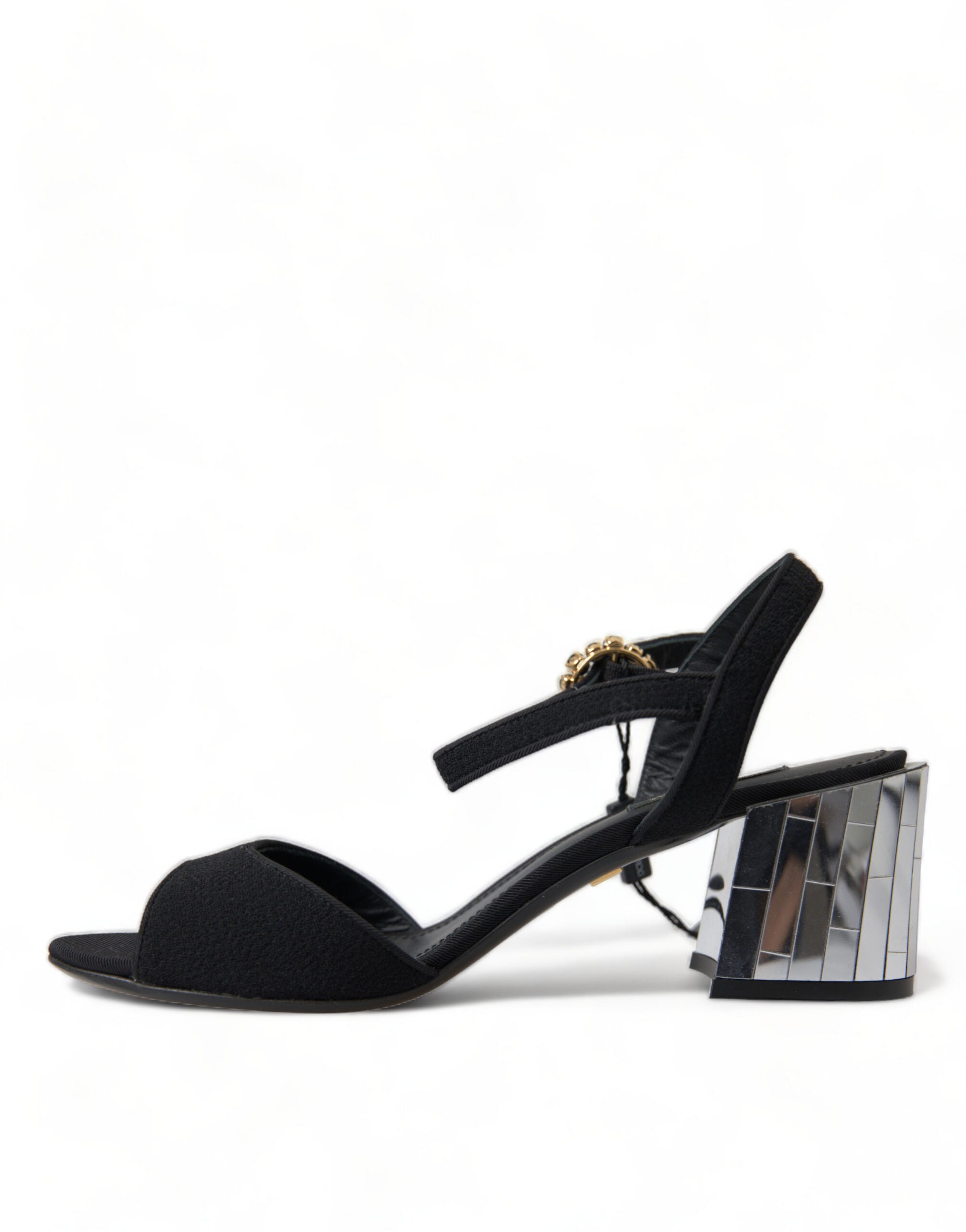 Dolce & Gabbana Black Crystals Ankle Strap Sandals Shoes - DEA STILOSA MILANO