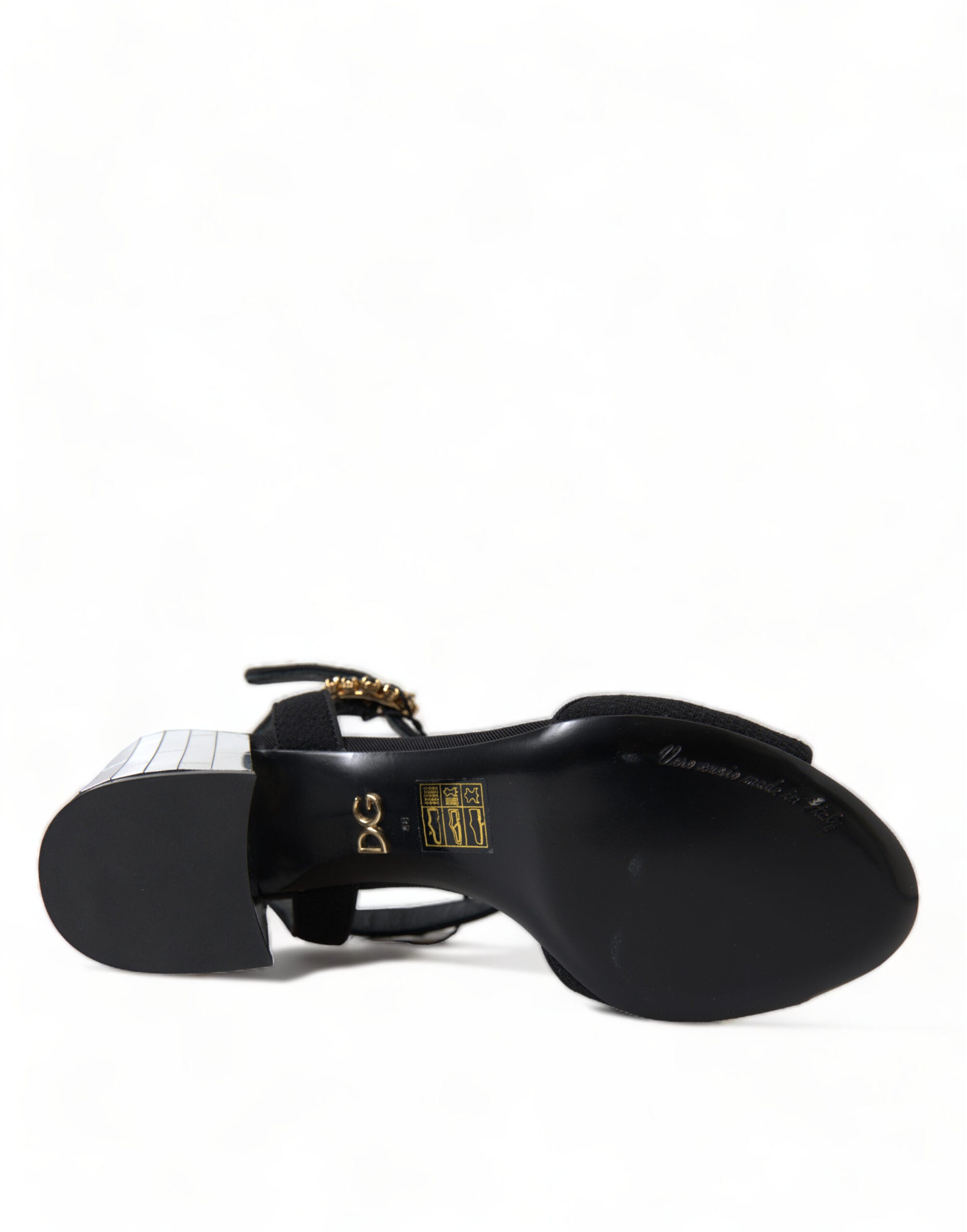 Dolce & Gabbana Black Crystals Ankle Strap Sandals Shoes - DEA STILOSA MILANO
