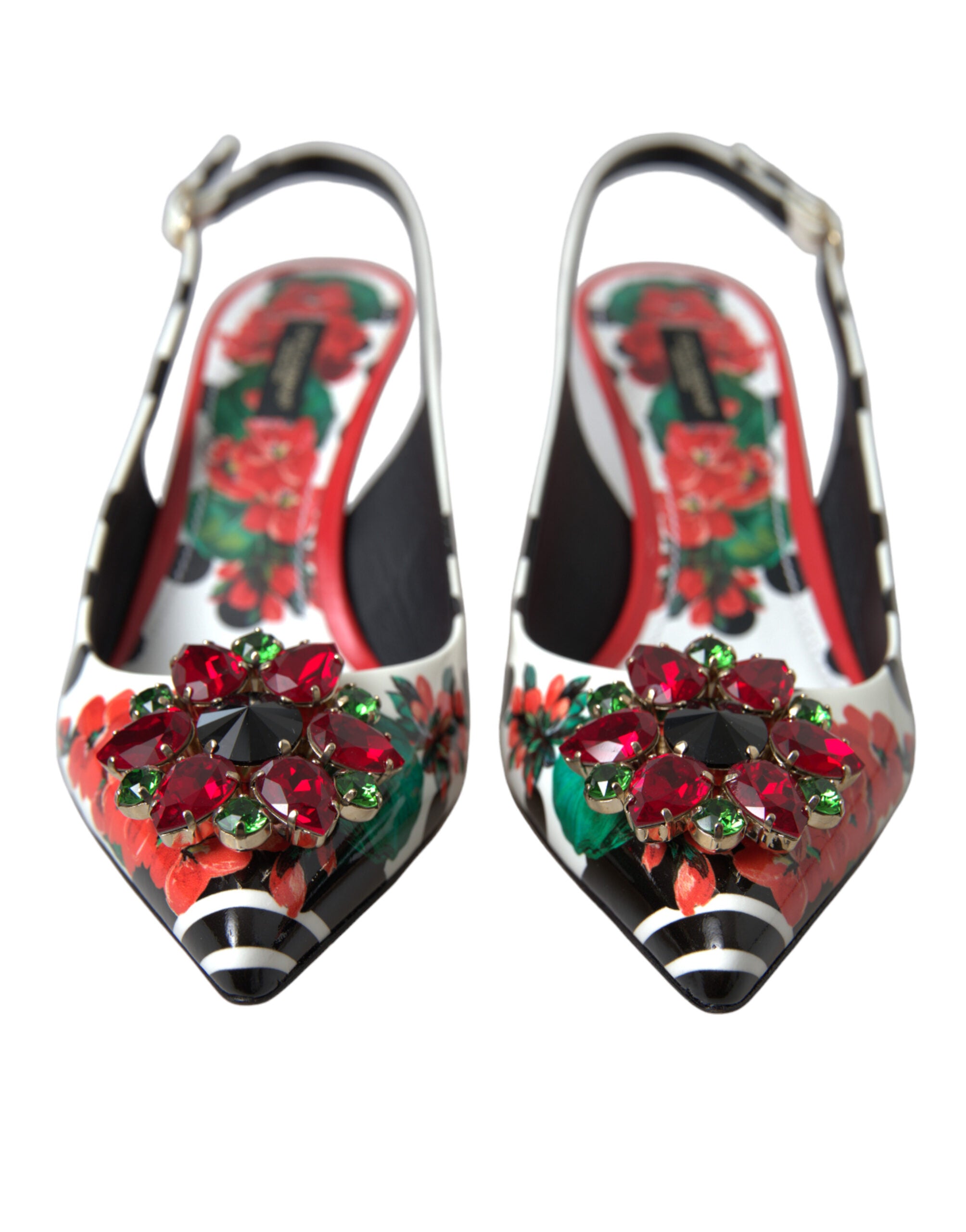 Dolce & Gabbana Multicolor Leather Crystal Slingback Pump Heels Shoes - DEA STILOSA MILANO