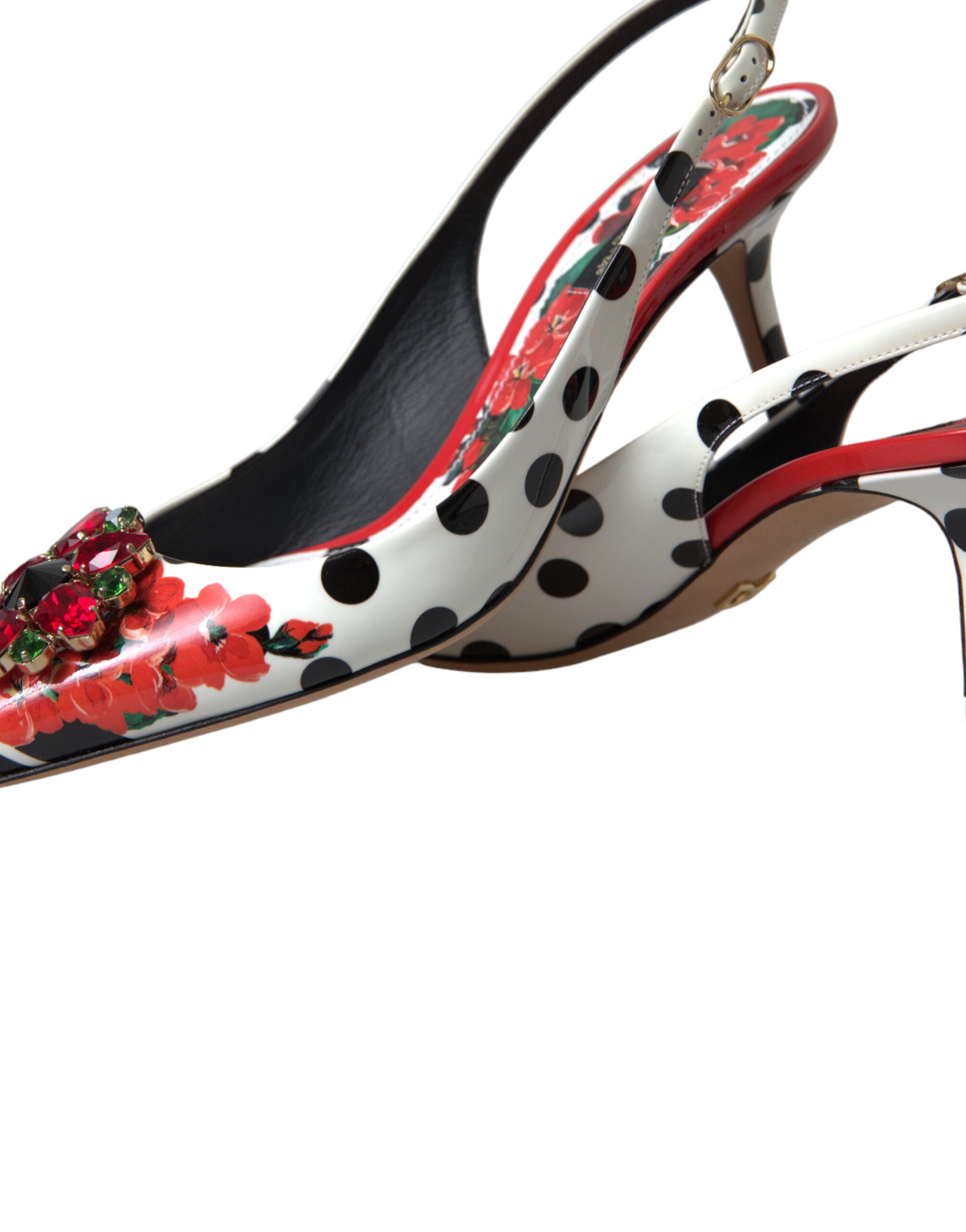 Dolce & Gabbana Multicolor Leather Crystal Slingback Pump Heels Shoes - DEA STILOSA MILANO