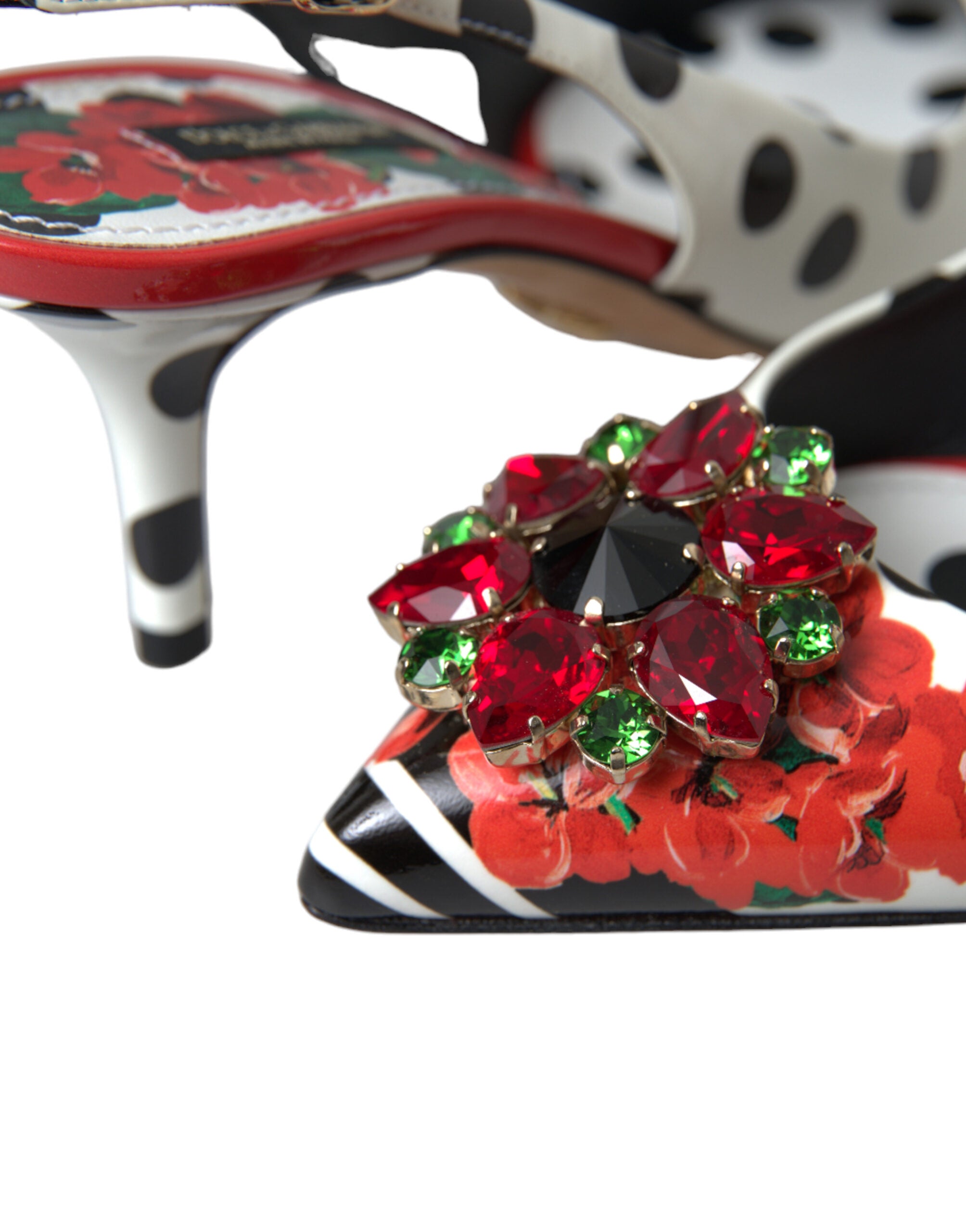 Dolce & Gabbana Multicolor Leather Crystal Slingback Pump Heels Shoes - DEA STILOSA MILANO