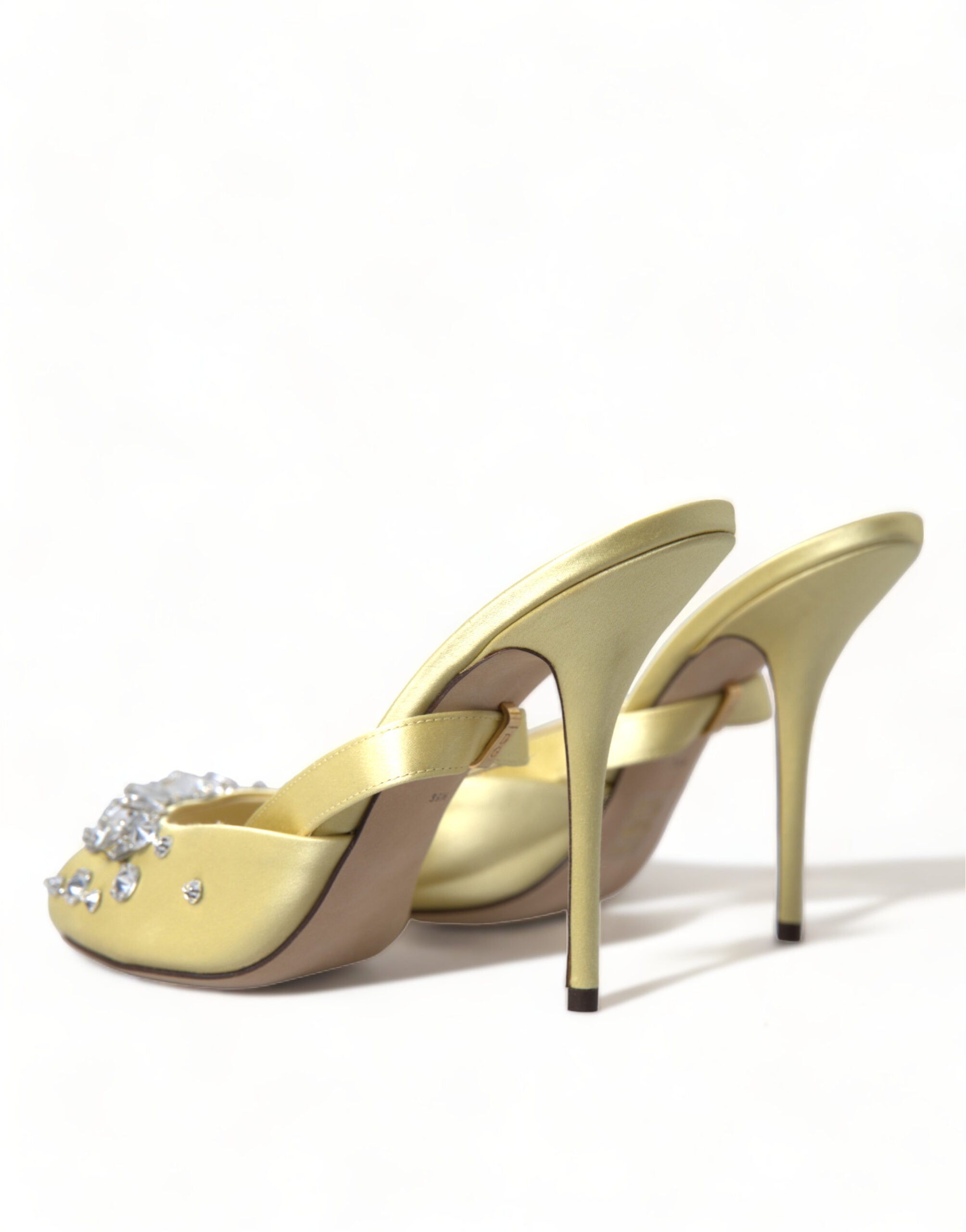 Dolce & Gabbana Yellow Satin Crystal Mary Janes Sandals - DEA STILOSA MILANO