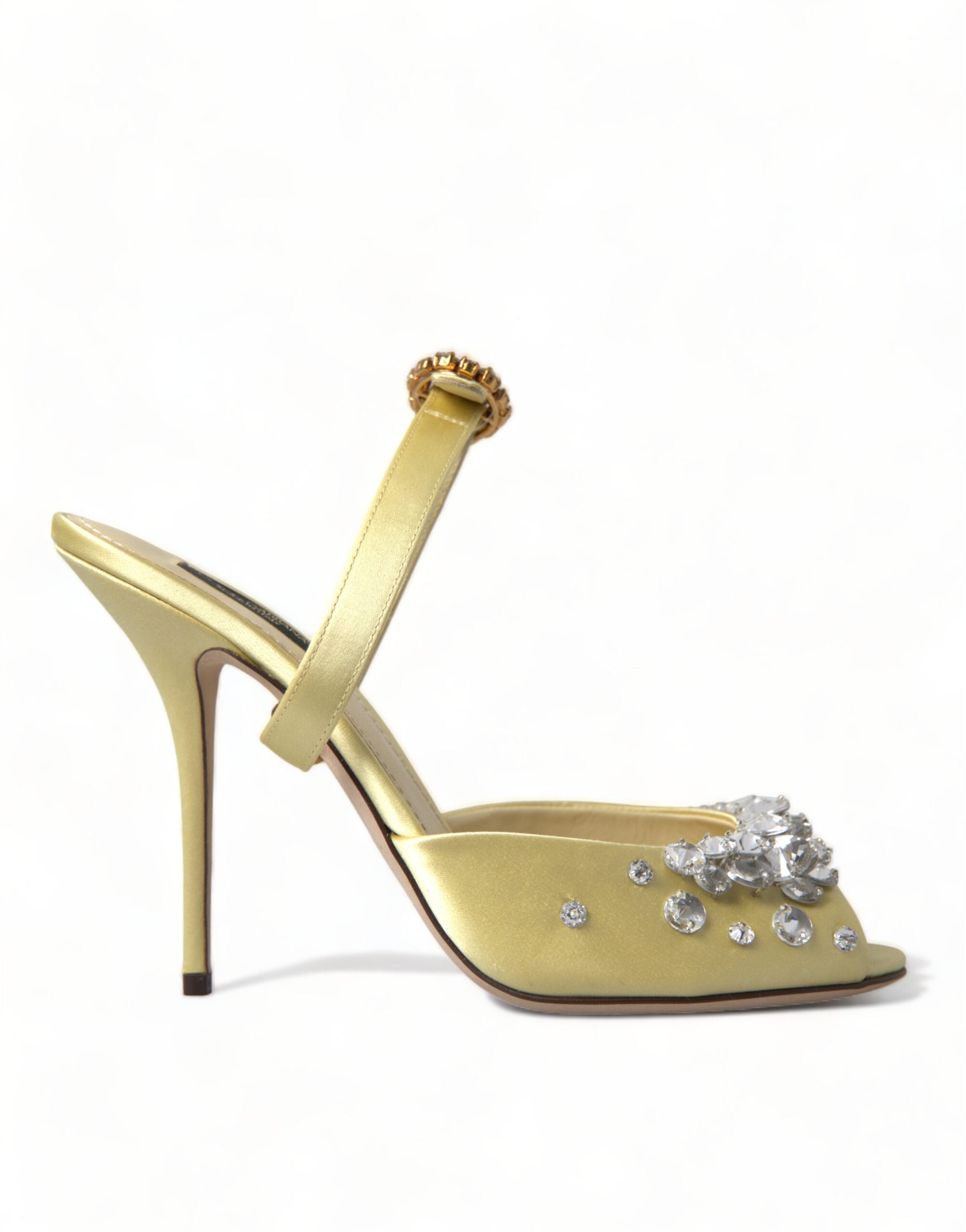 Dolce & Gabbana Yellow Satin Crystal Mary Janes Sandals - DEA STILOSA MILANO
