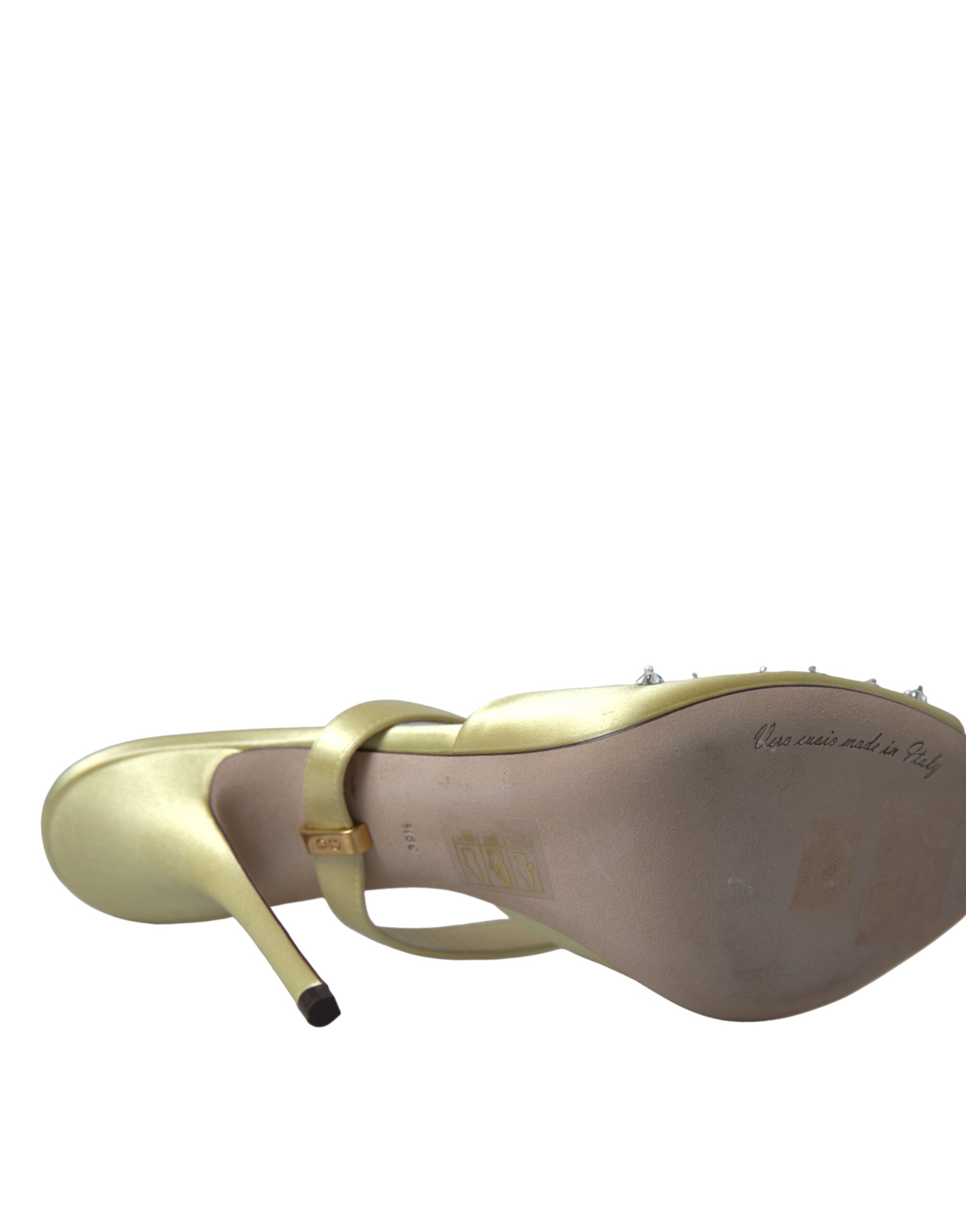 Dolce & Gabbana Yellow Satin Crystal Mary Janes Sandals - DEA STILOSA MILANO