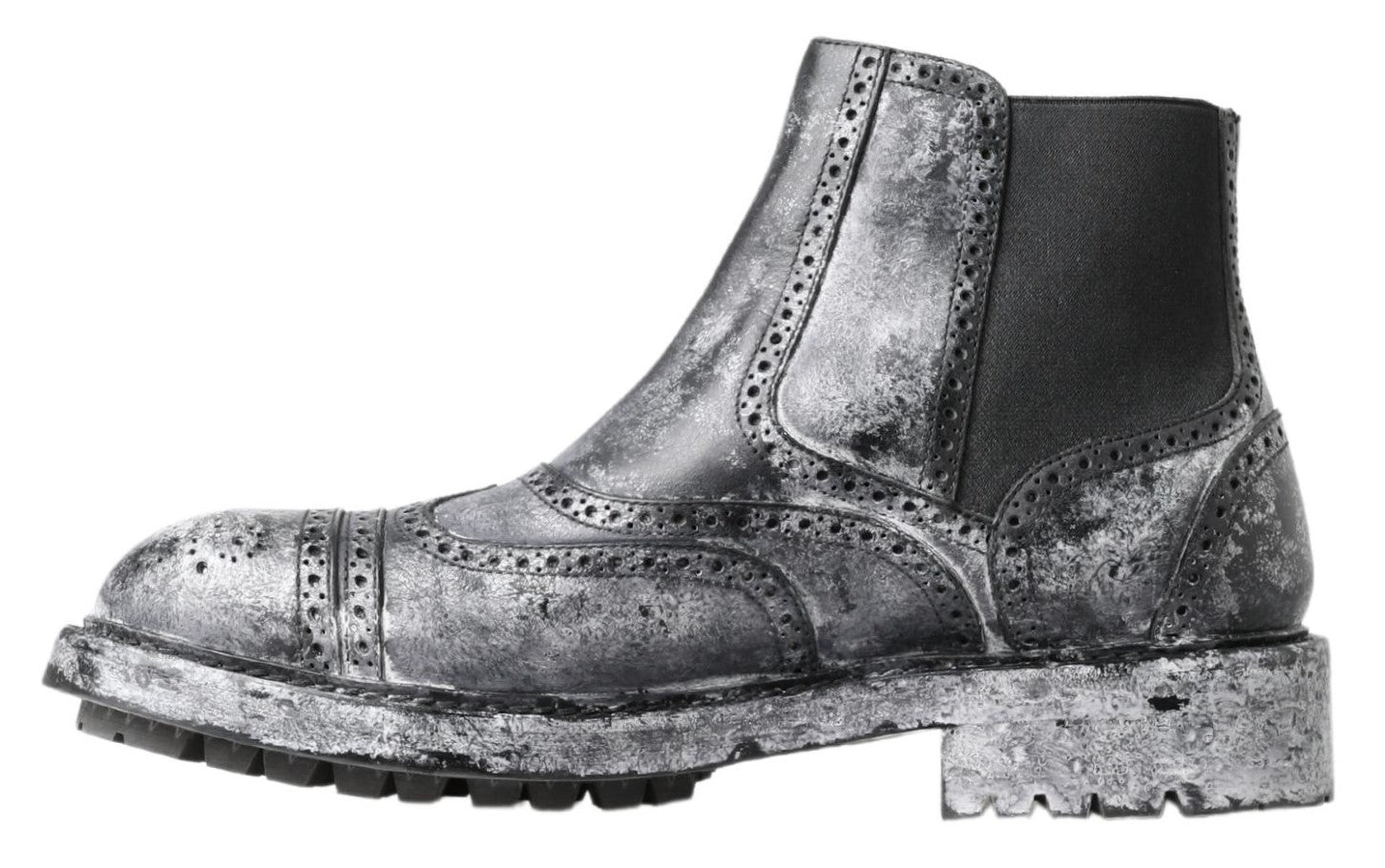 Dolce & Gabbana Black Gray Leather Ankle Boots - DEA STILOSA MILANO