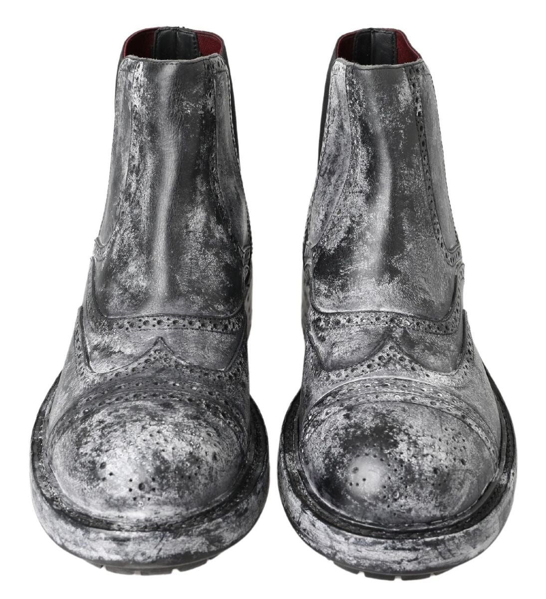 Dolce & Gabbana Black Gray Leather Ankle Boots - DEA STILOSA MILANO