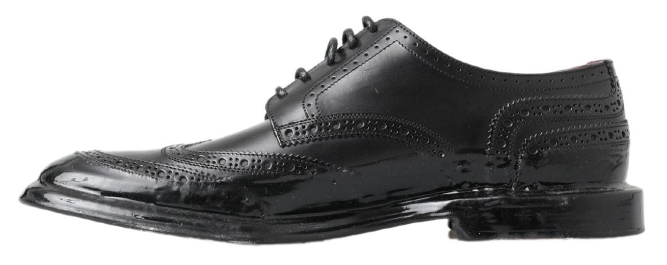 Dolce & Gabbana Black Leather Oxford Wingtip Formal Derby Shoes - DEA STILOSA MILANO
