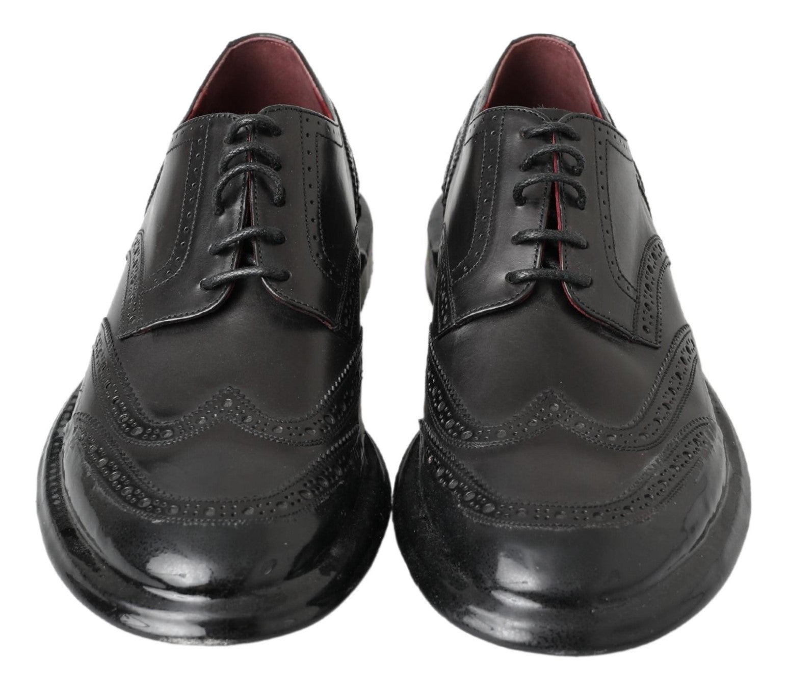 Dolce & Gabbana Black Leather Oxford Wingtip Formal Derby Shoes - DEA STILOSA MILANO