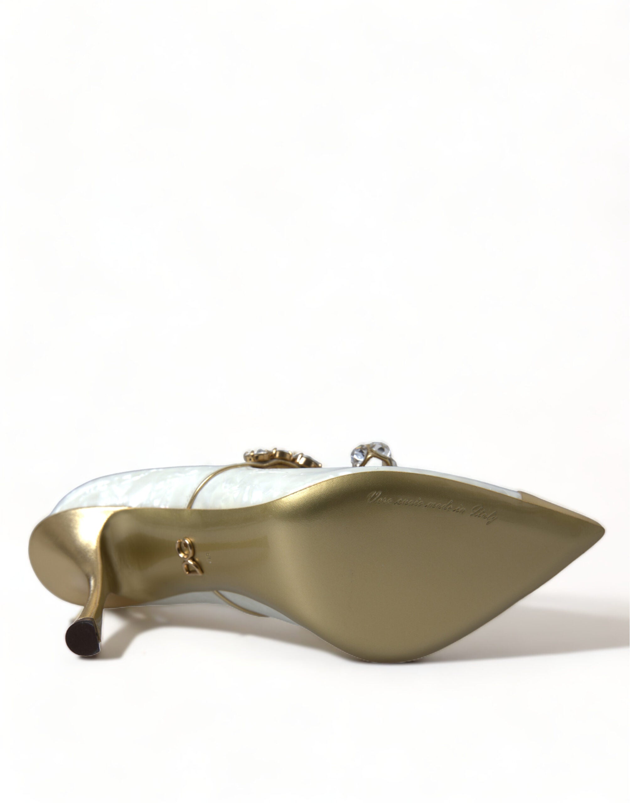 Dolce & Gabbana White Mary Jane Crystal Pearl Pumps Shoes - DEA STILOSA MILANO