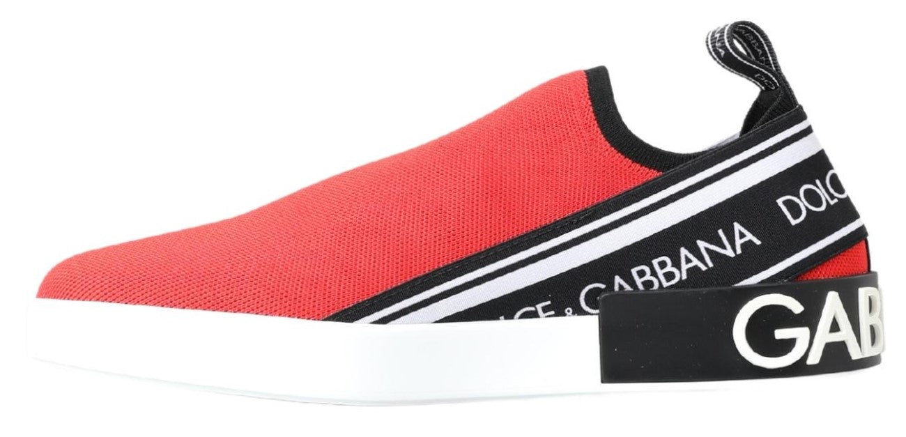 Dolce & Gabbana Red White Flat Sneakers Loafers Shoes - DEA STILOSA MILANO