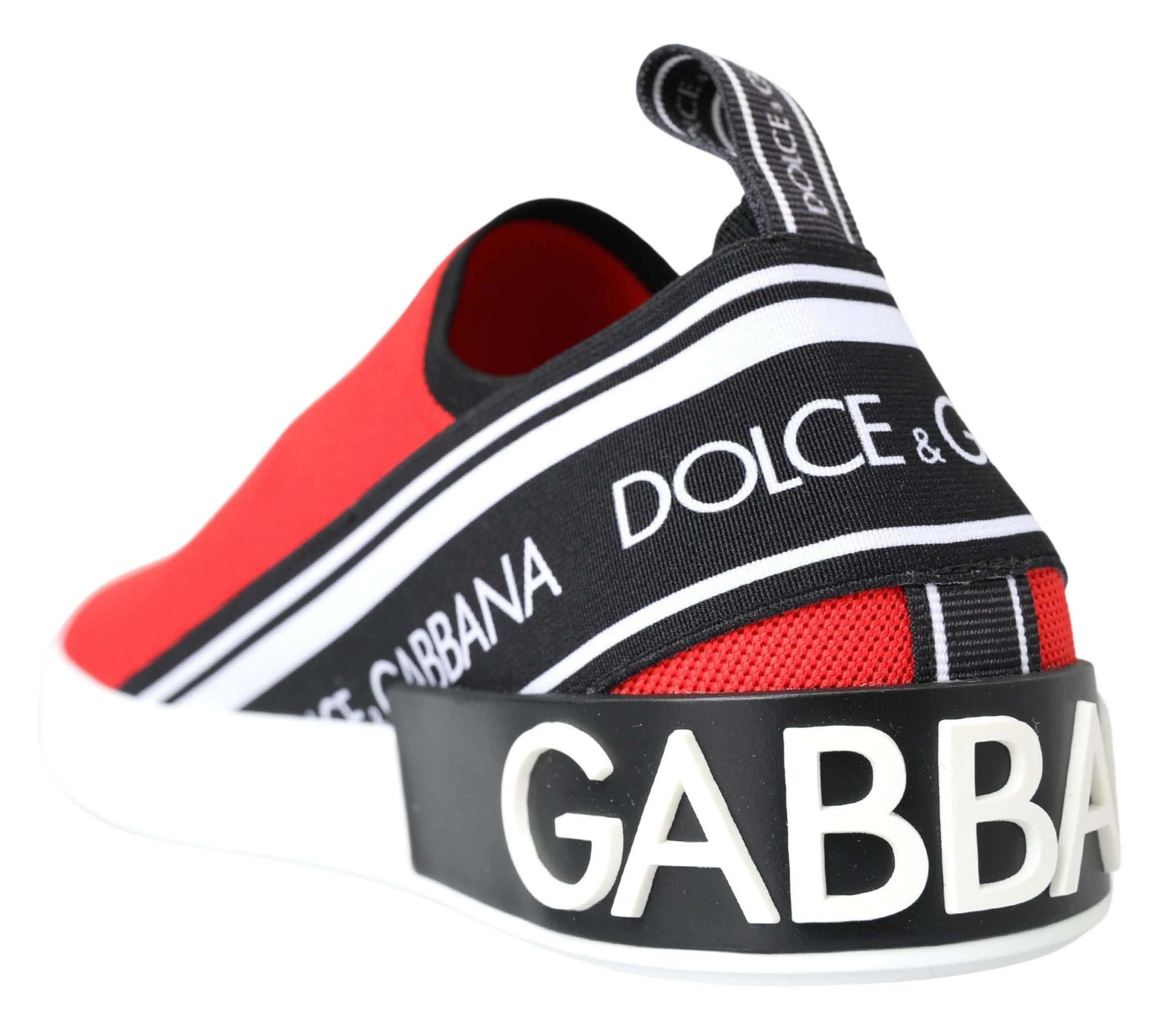 Dolce & Gabbana Red White Flat Sneakers Loafers Shoes - DEA STILOSA MILANO