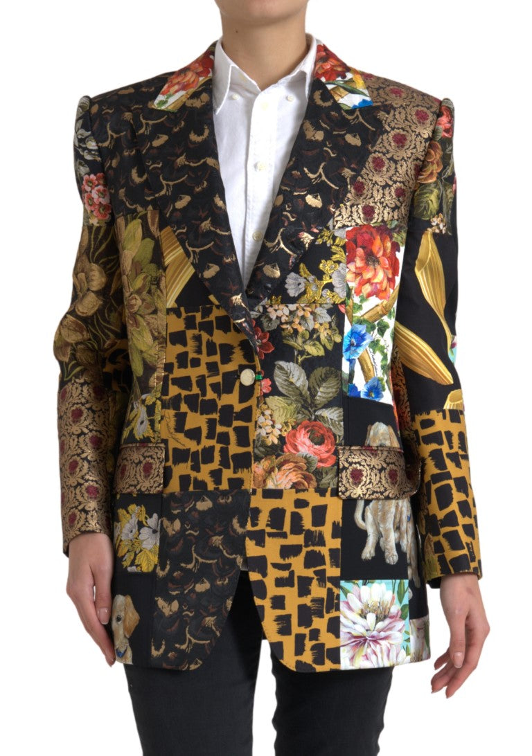 Dolce & Gabbana Multicolor Patchwork Jacquard Coat Blazer - DEA STILOSA MILANO