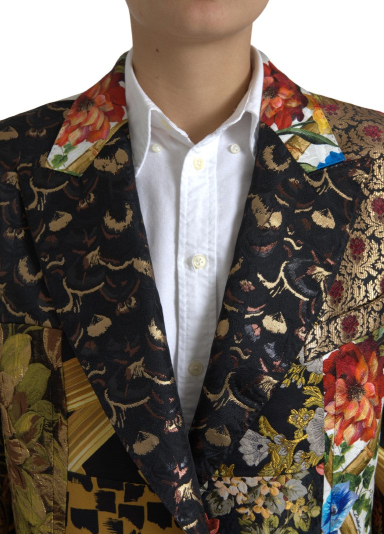 Dolce & Gabbana Multicolor Patchwork Jacquard Coat Blazer - DEA STILOSA MILANO