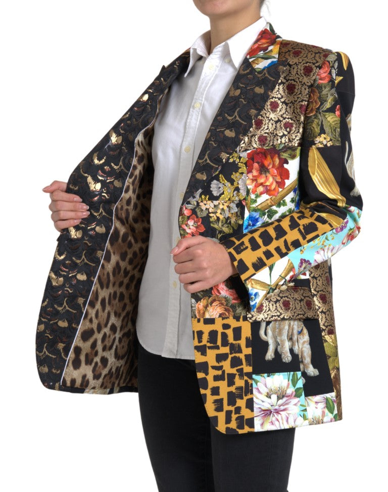 Dolce & Gabbana Multicolor Patchwork Jacquard Coat Blazer - DEA STILOSA MILANO