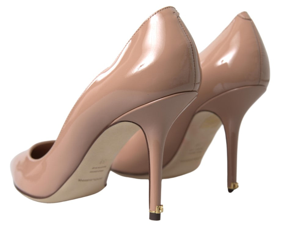 Dolce & Gabbana Beige Leather Pumps Patent Heels Shoes - DEA STILOSA MILANO