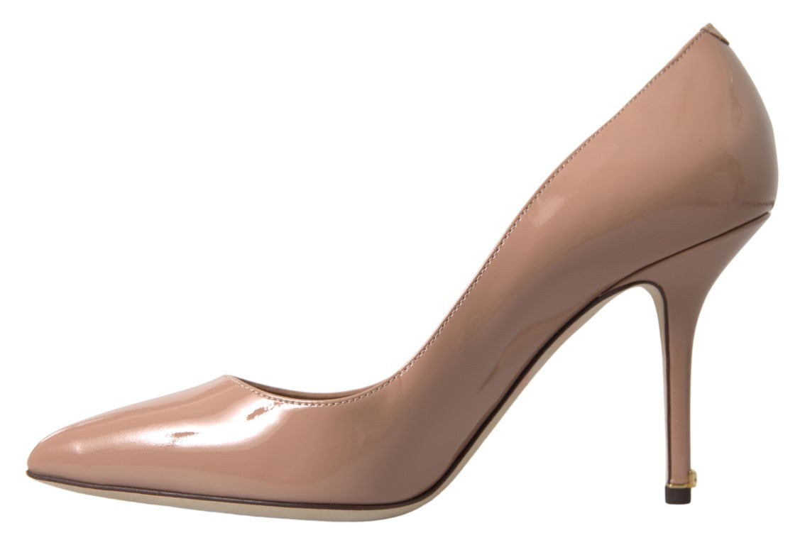 Dolce & Gabbana Beige Leather Pumps Patent Heels Shoes - DEA STILOSA MILANO