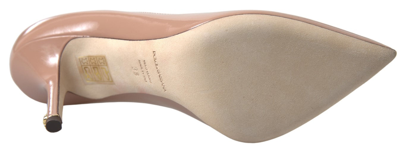 Dolce & Gabbana Beige Leather Pumps Patent Heels Shoes - DEA STILOSA MILANO