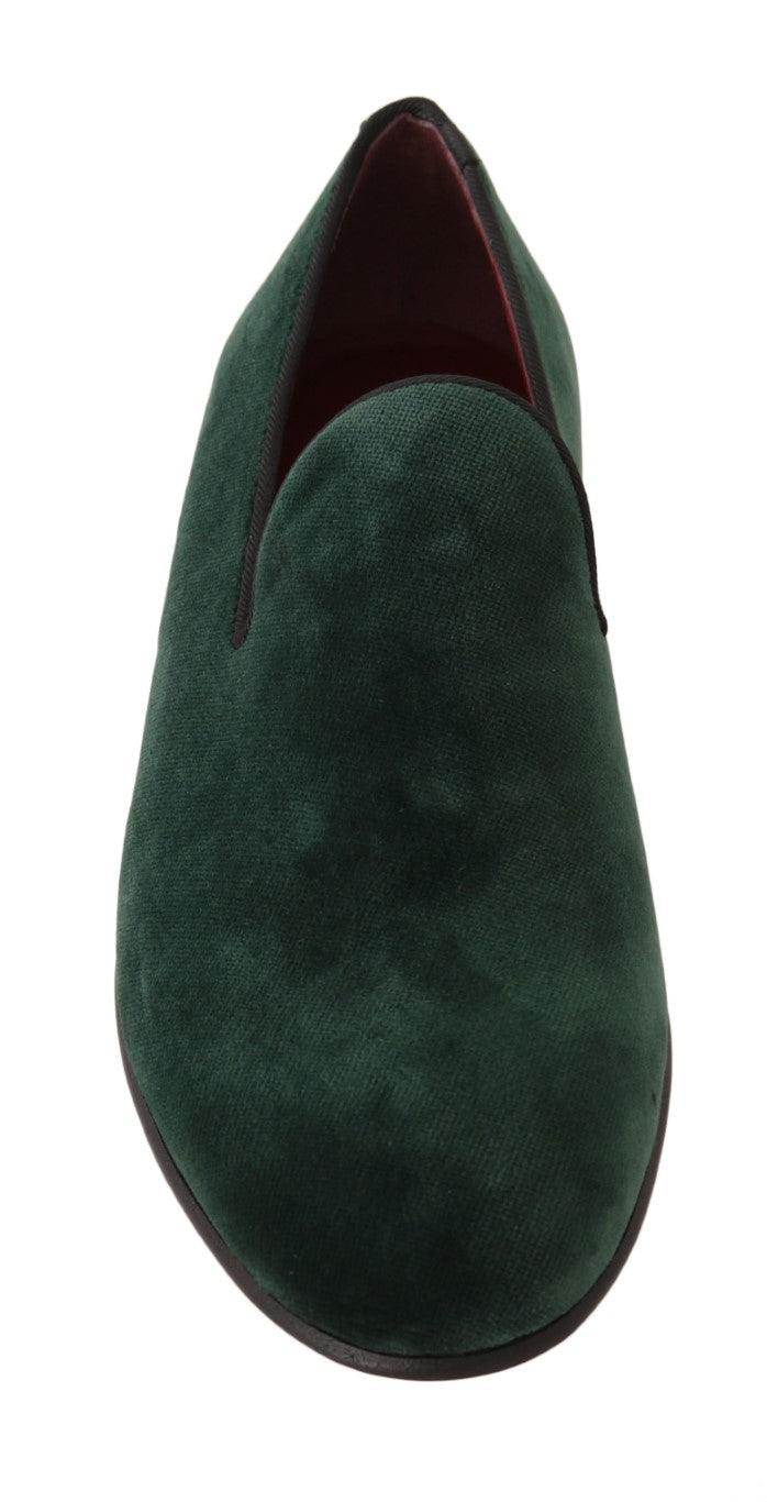 Dolce & Gabbana Green Suede Leather Slippers Loafers - DEA STILOSA MILANO