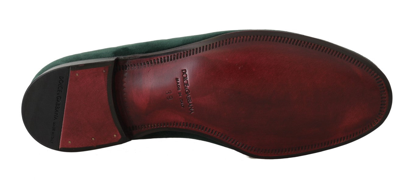 Dolce & Gabbana Green Suede Leather Slippers Loafers - DEA STILOSA MILANO
