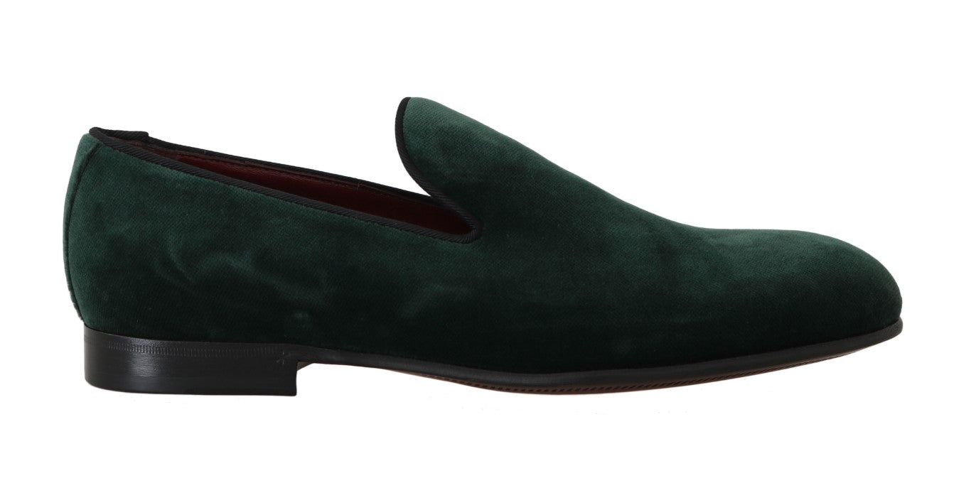 Dolce & Gabbana Green Suede Leather Slippers Loafers - DEA STILOSA MILANO