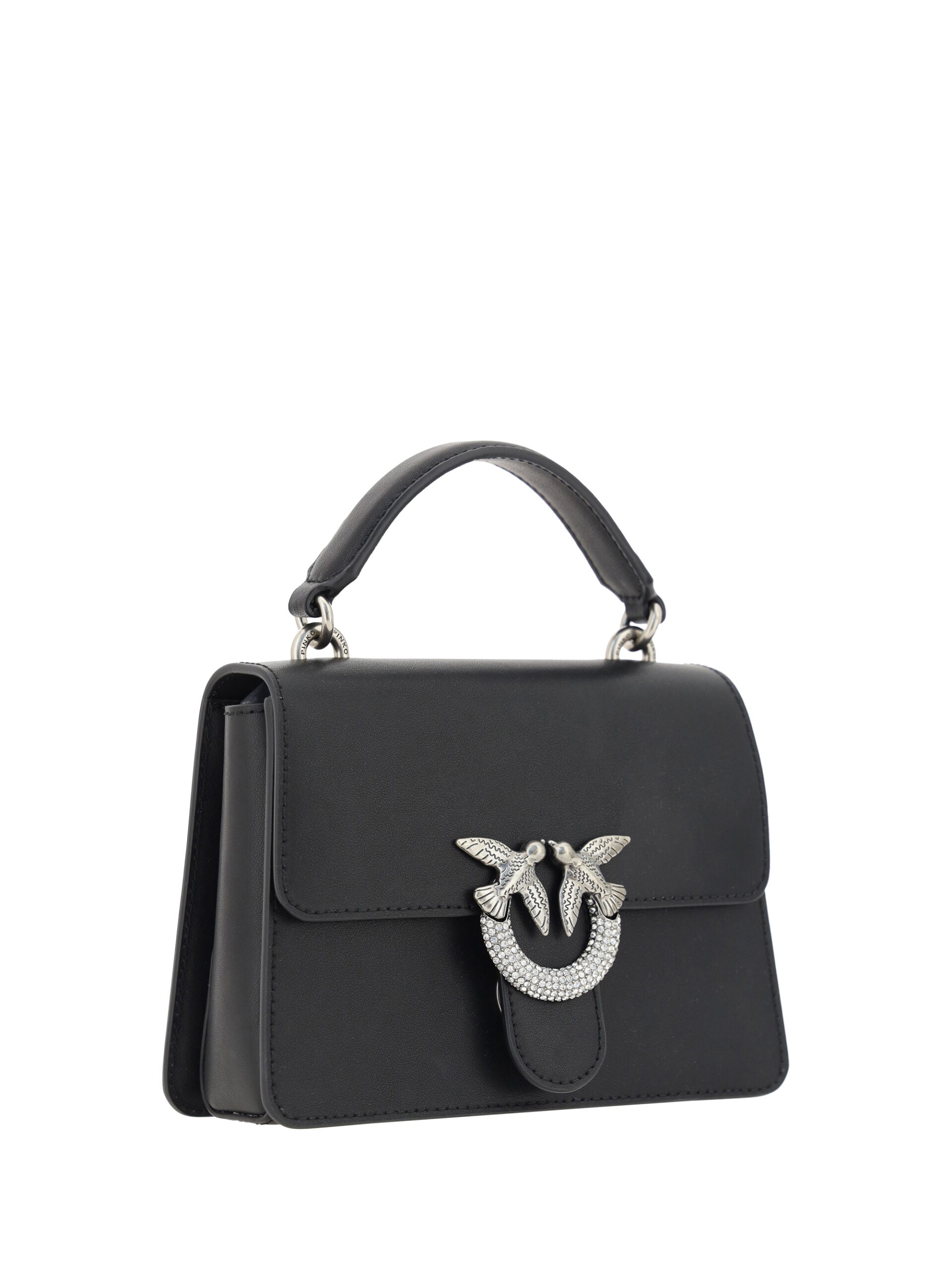 PINKO Black Calf Leather Love One Classic Handbag - DEA STILOSA MILANO