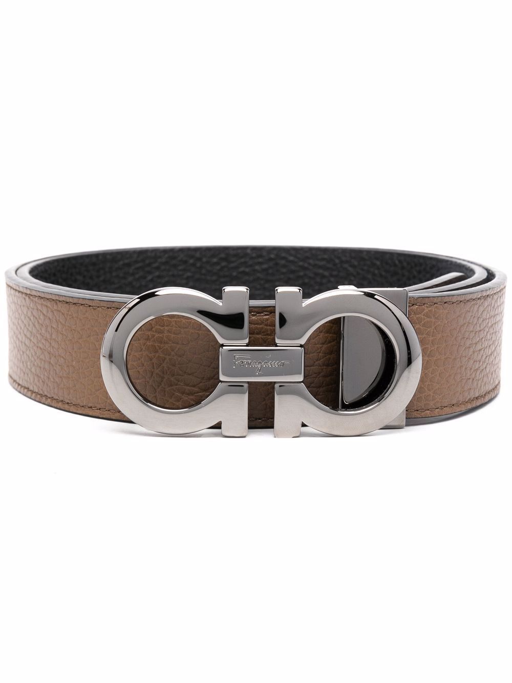 Salvatore Ferragamo Cognac Men's Brown Coated Canvas Reversible Belt - DEA STILOSA MILANO