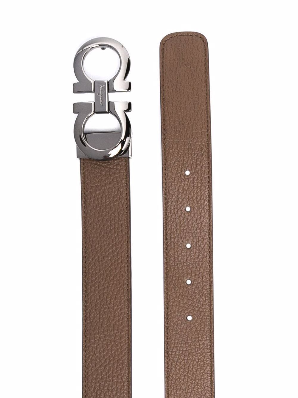 Salvatore Ferragamo Cognac Men's Brown Coated Canvas Reversible Belt - DEA STILOSA MILANO