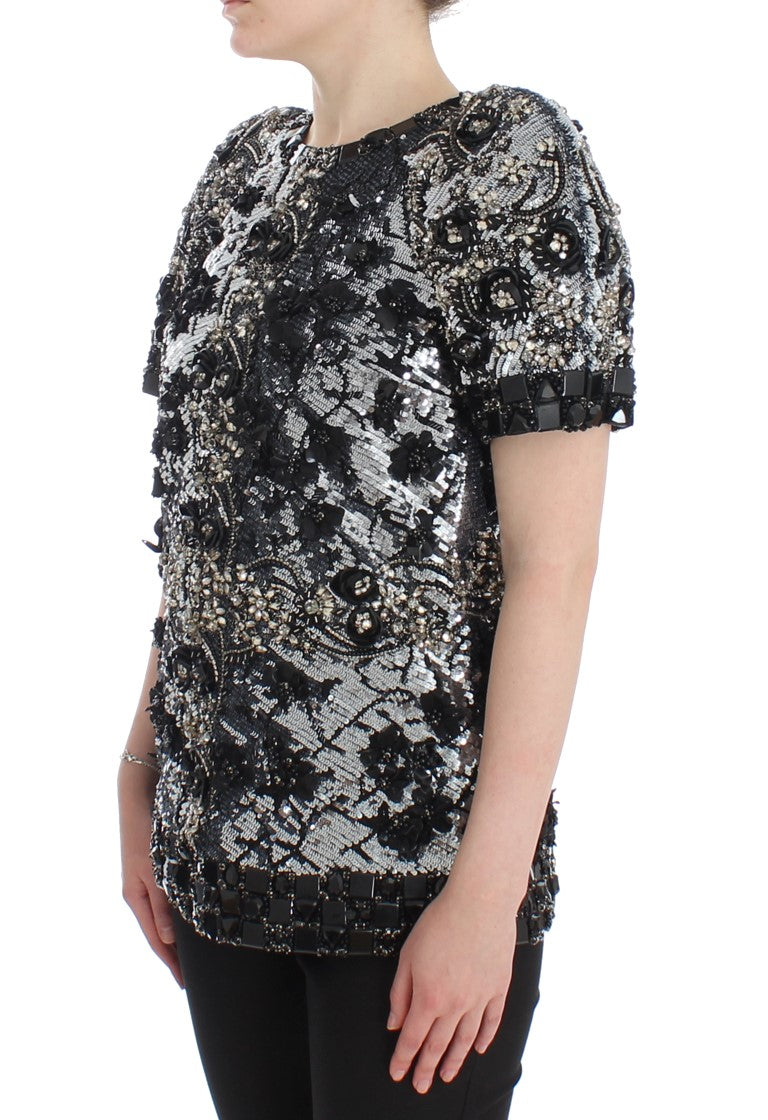 Dolce & Gabbana Black Clear Crystal Runway Blouse Top - DEA STILOSA MILANO