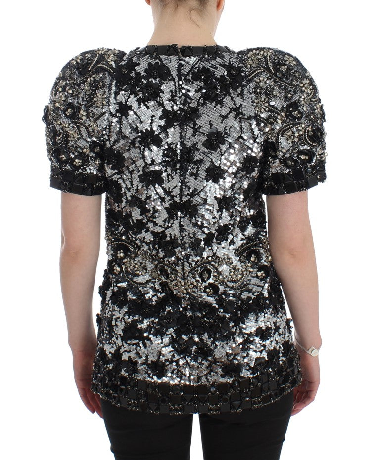 Dolce & Gabbana Black Clear Crystal Runway Blouse Top - DEA STILOSA MILANO