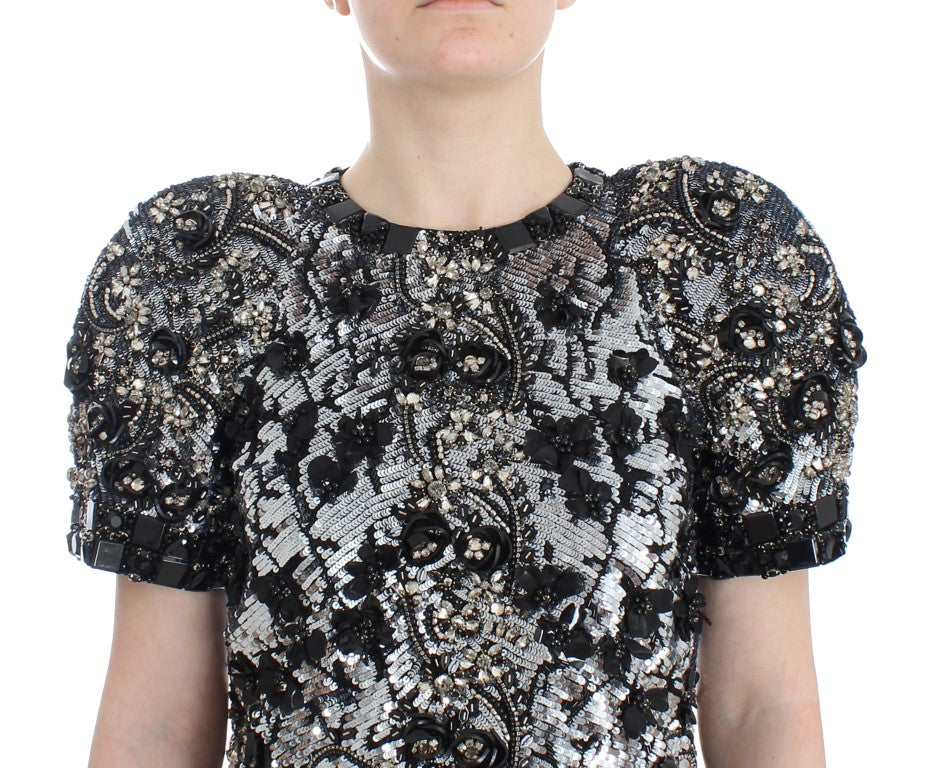 Dolce & Gabbana Black Clear Crystal Runway Blouse Top - DEA STILOSA MILANO