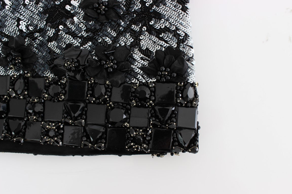 Dolce & Gabbana Black Clear Crystal Runway Blouse Top - DEA STILOSA MILANO