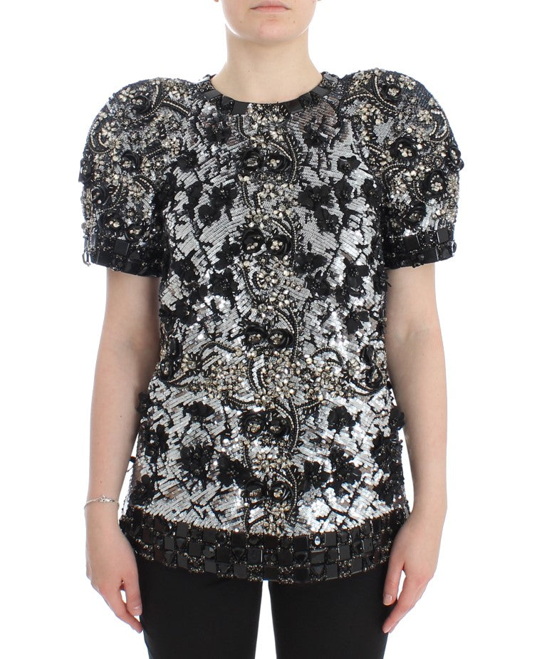 Dolce & Gabbana Black Clear Crystal Runway Blouse Top - DEA STILOSA MILANO