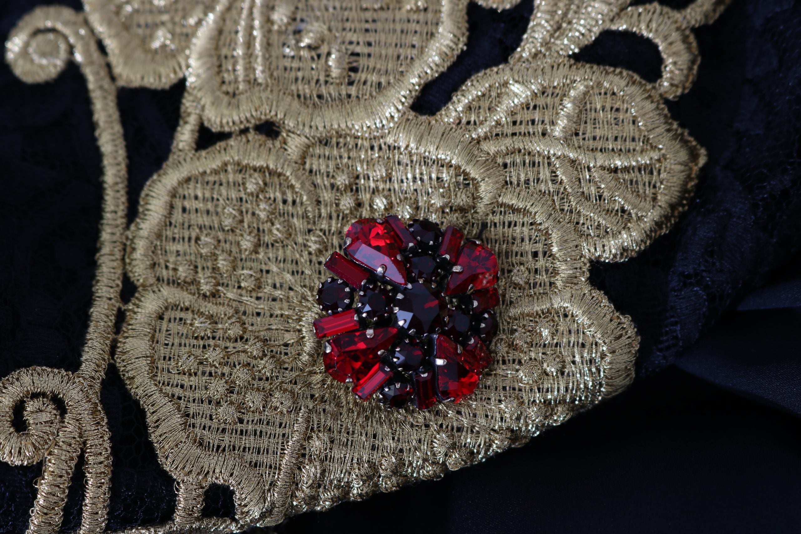 Dolce & Gabbana Black Silk Stretch Gold Crystal Dress - DEA STILOSA MILANO