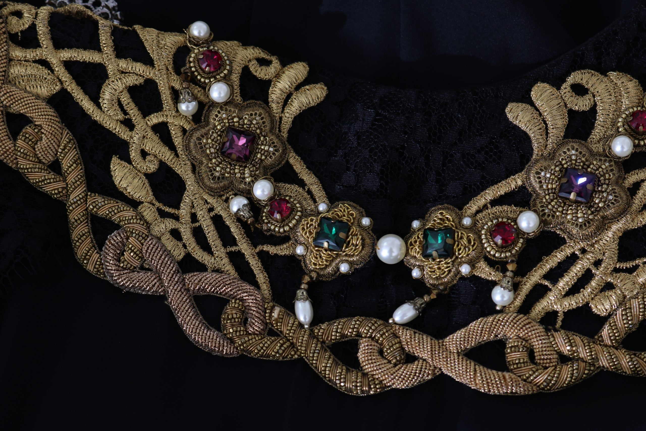 Dolce & Gabbana Black Silk Stretch Gold Crystal Dress - DEA STILOSA MILANO