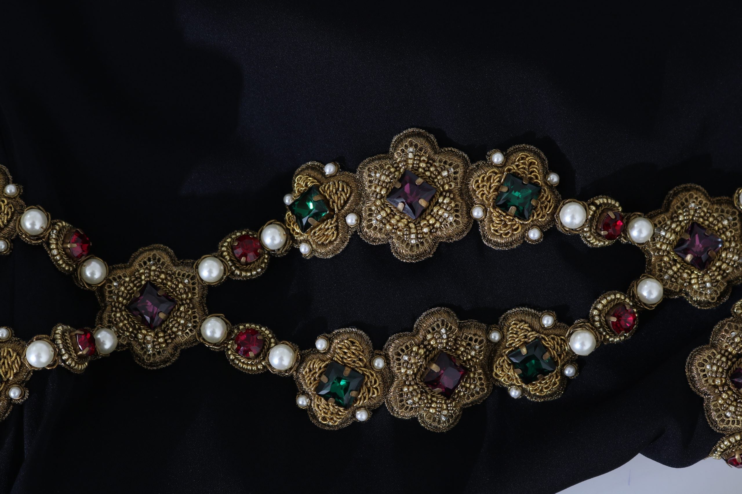 Dolce & Gabbana Black Silk Stretch Gold Crystal Dress - DEA STILOSA MILANO