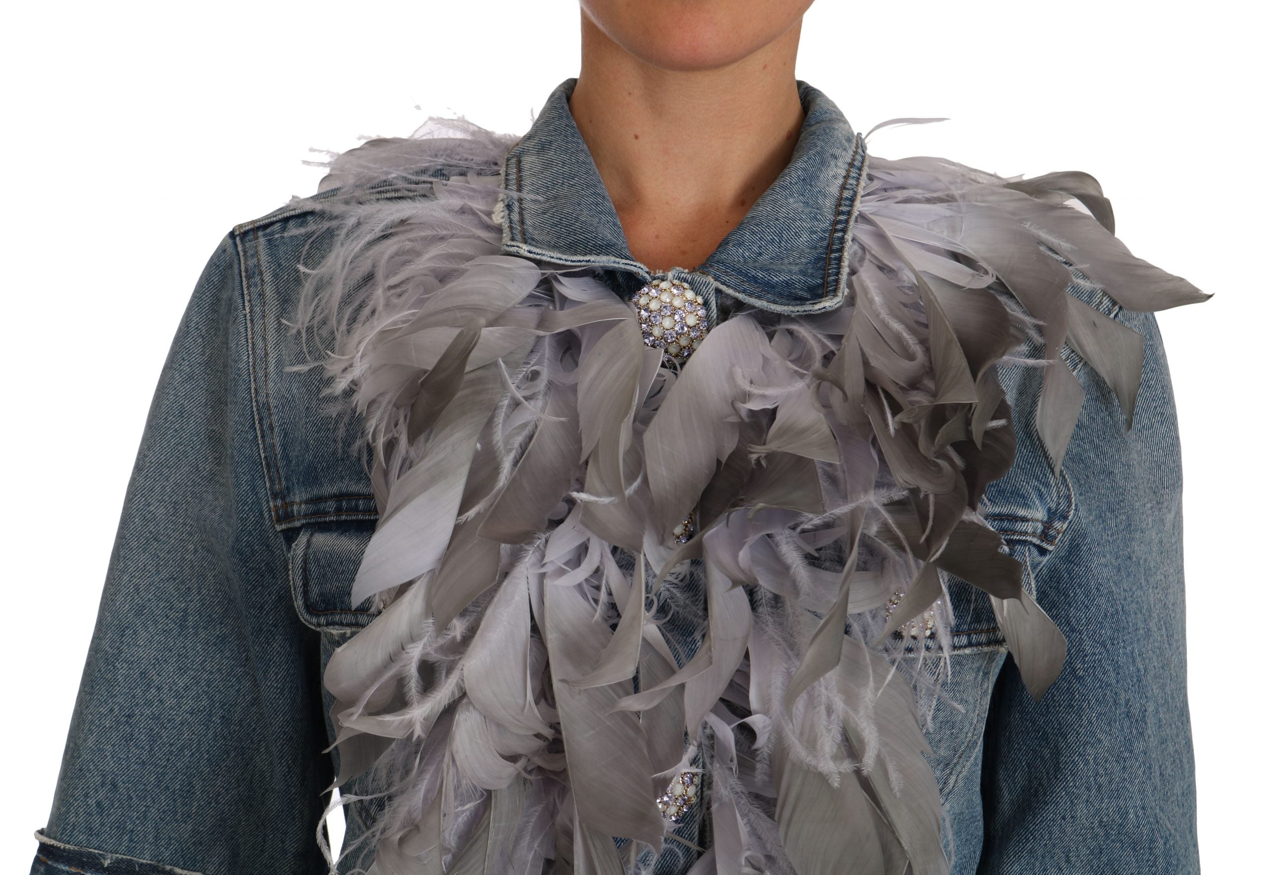 Dolce & Gabbana Denim Jacket Feathers Embellished Buttons - DEA STILOSA MILANO